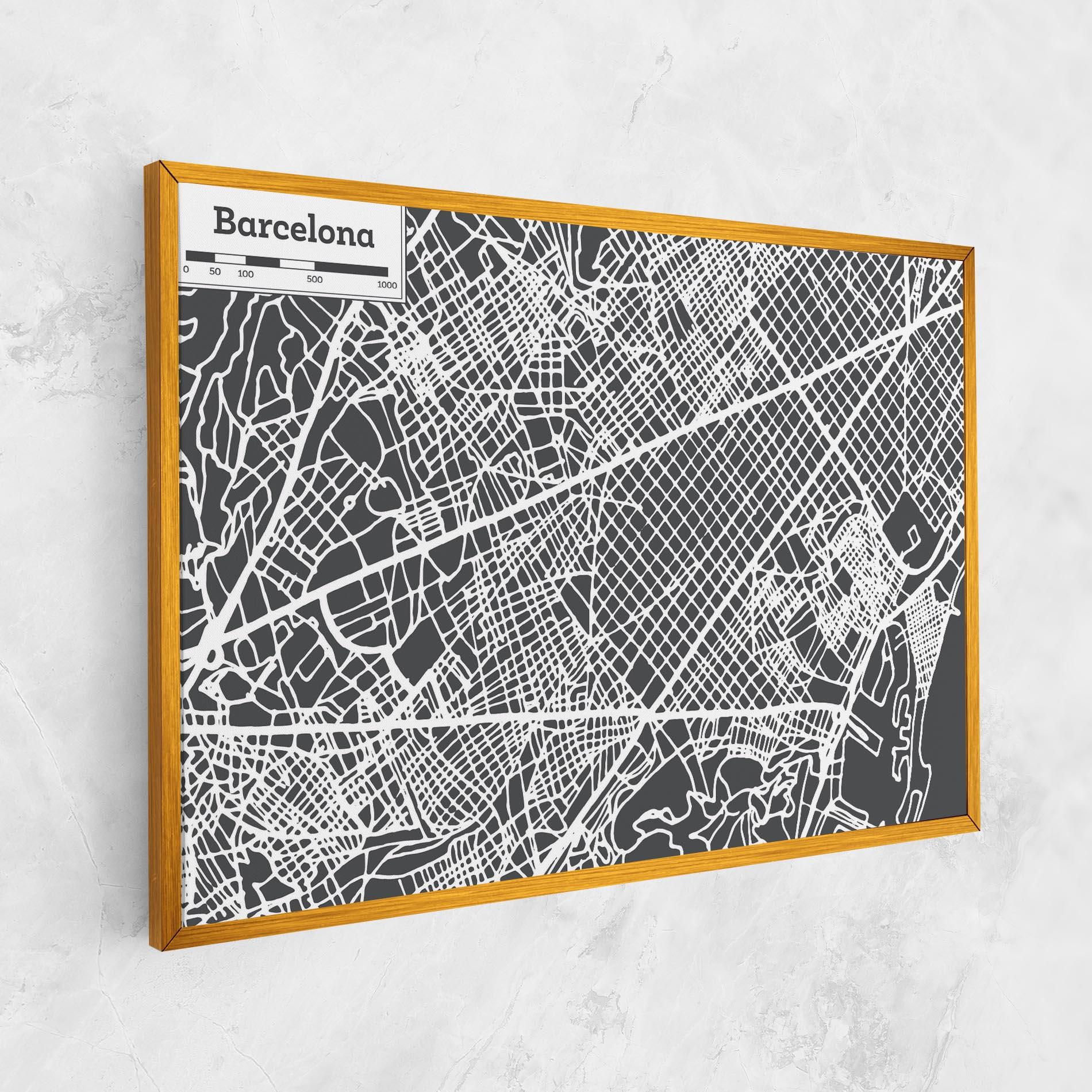 Obraz na Płótnie Barcelona Map mockup 1