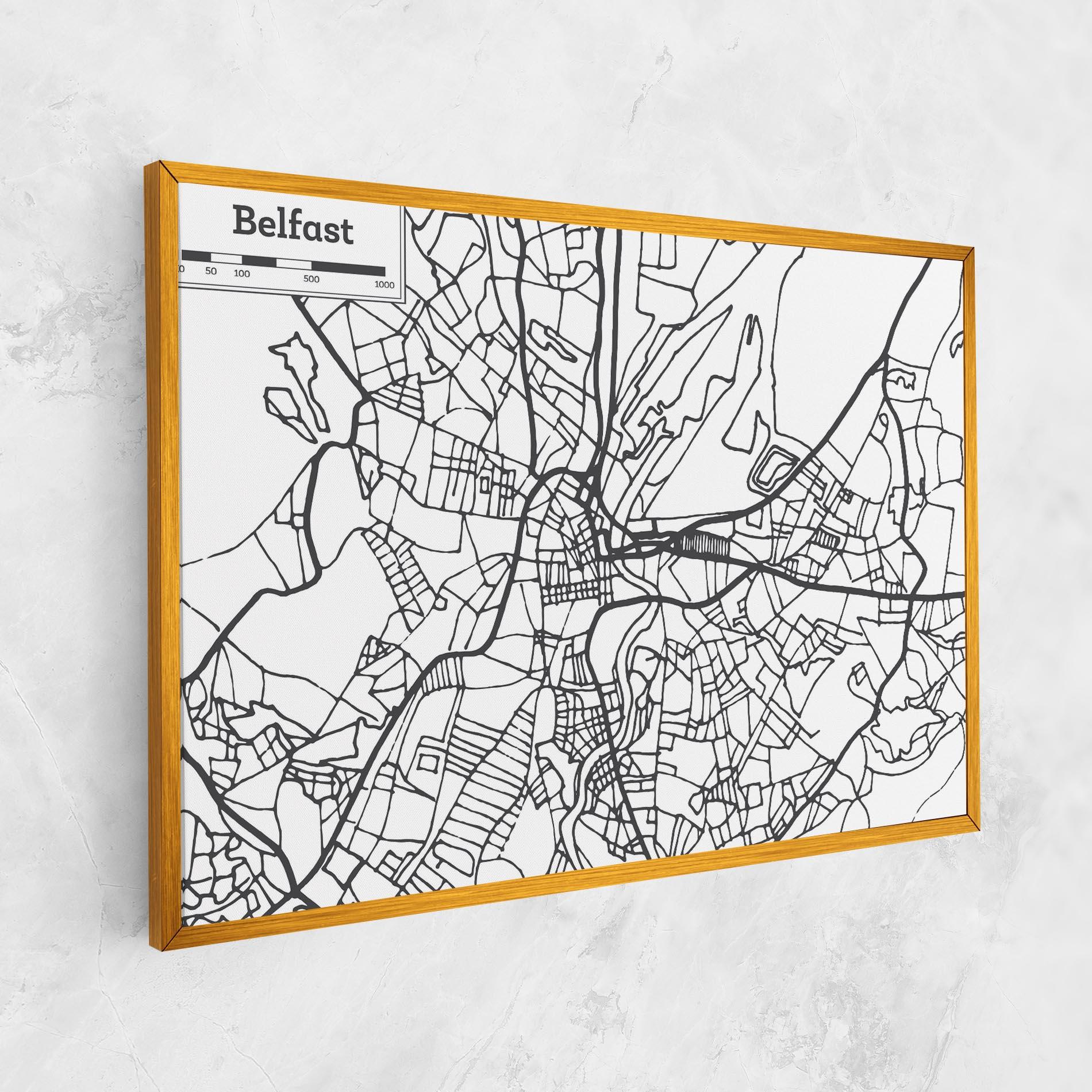 Obraz na Płótnie Belfast Map mockup 1