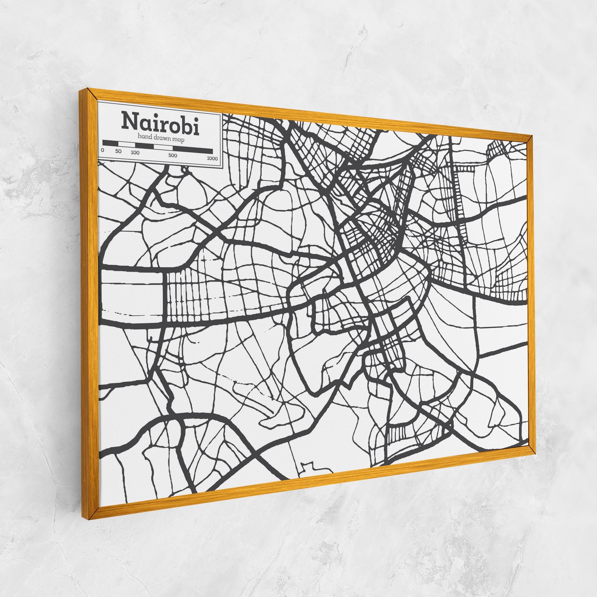 Obraz na Płótnie Nairobi Map mockup 1