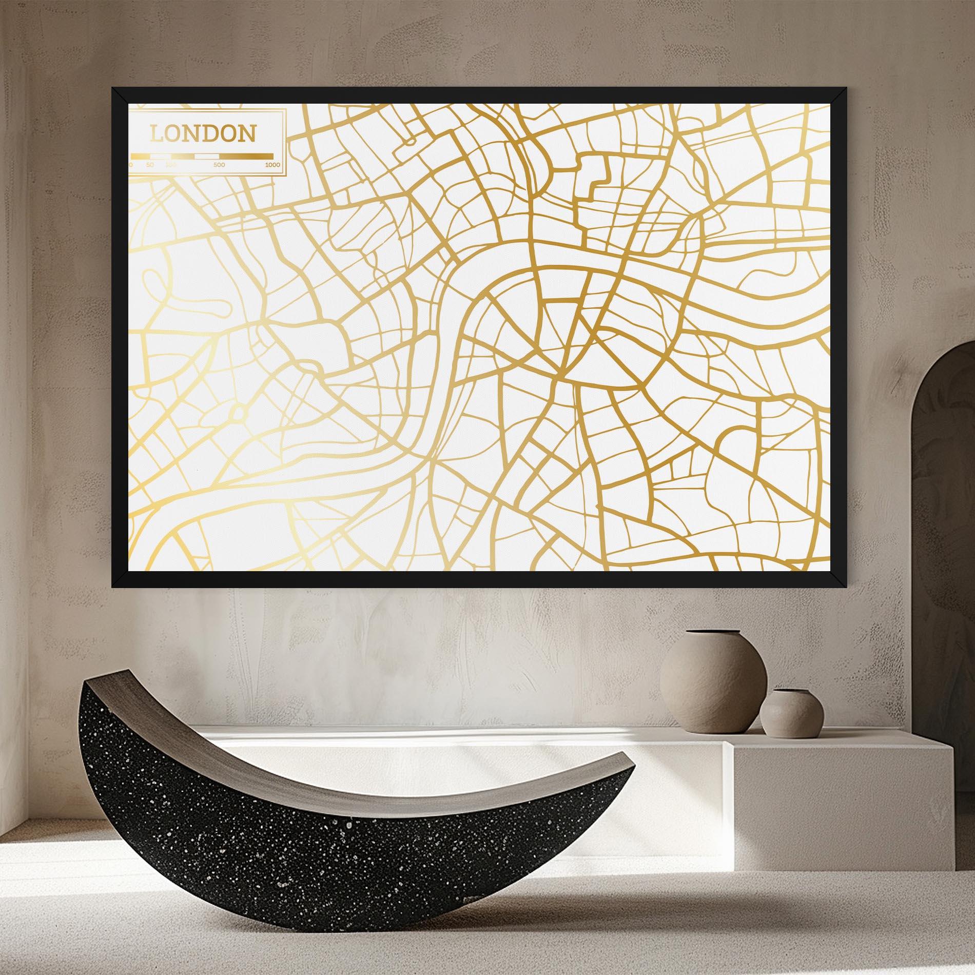 Obraz na Płótnie London Gold Map mockup 8