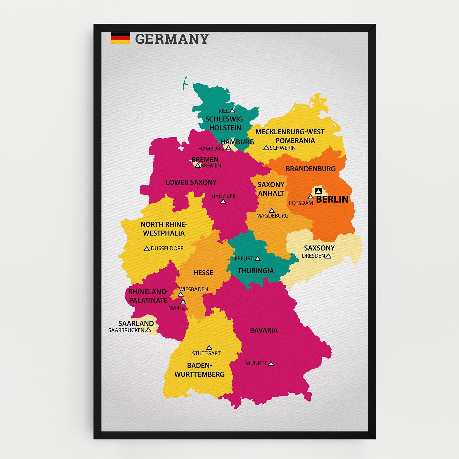 Obraz na Płótnie Germany Color Map mockup 0