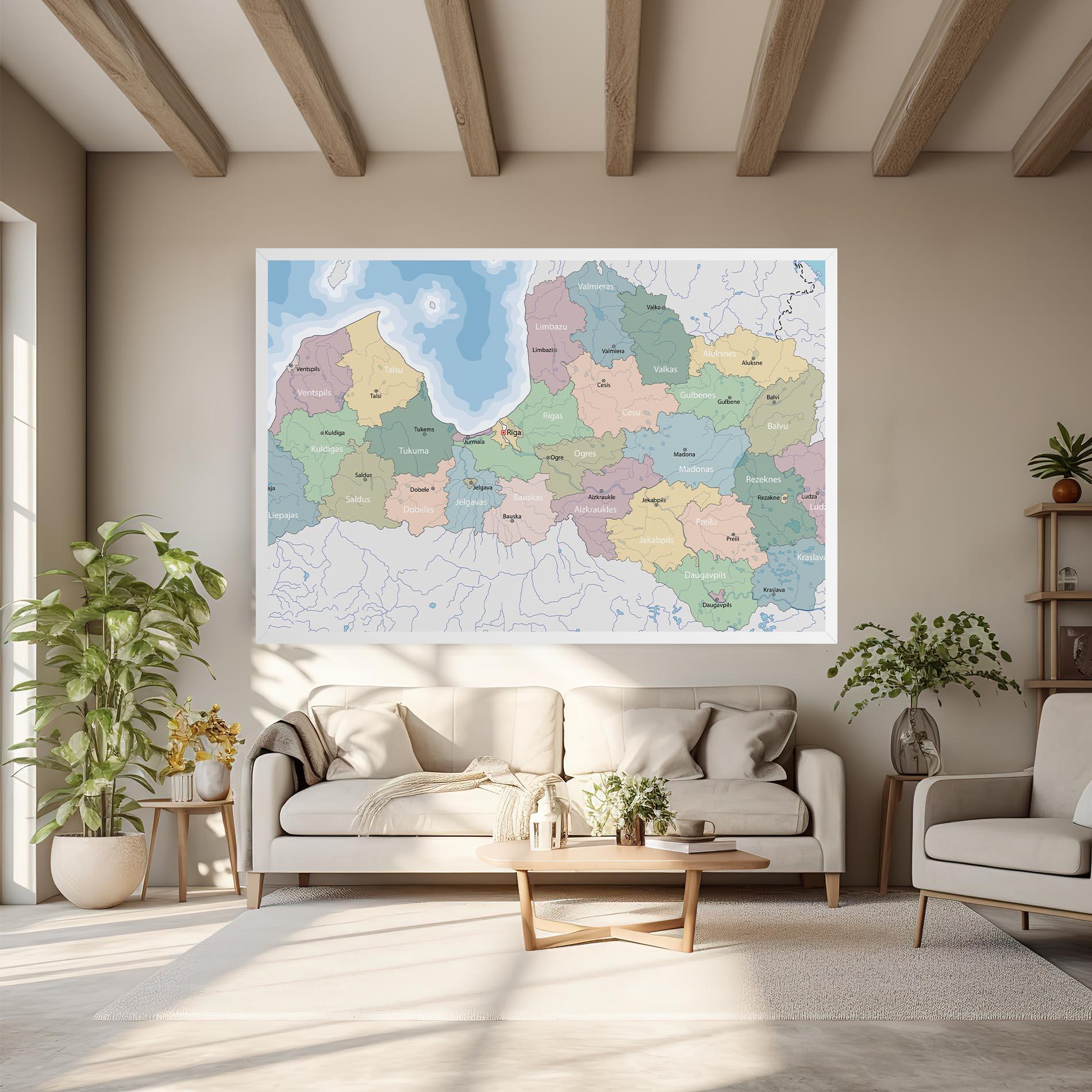 Obraz na Płótnie Latvia Color Map mockup 6