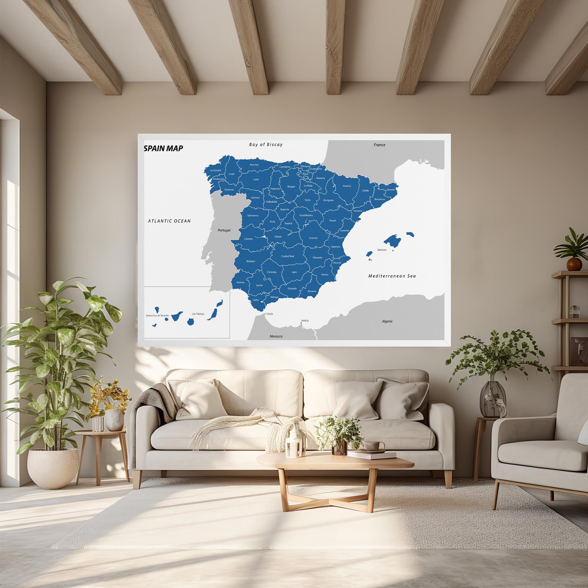 Obraz na Płótnie Spain Blue Map mockup 6