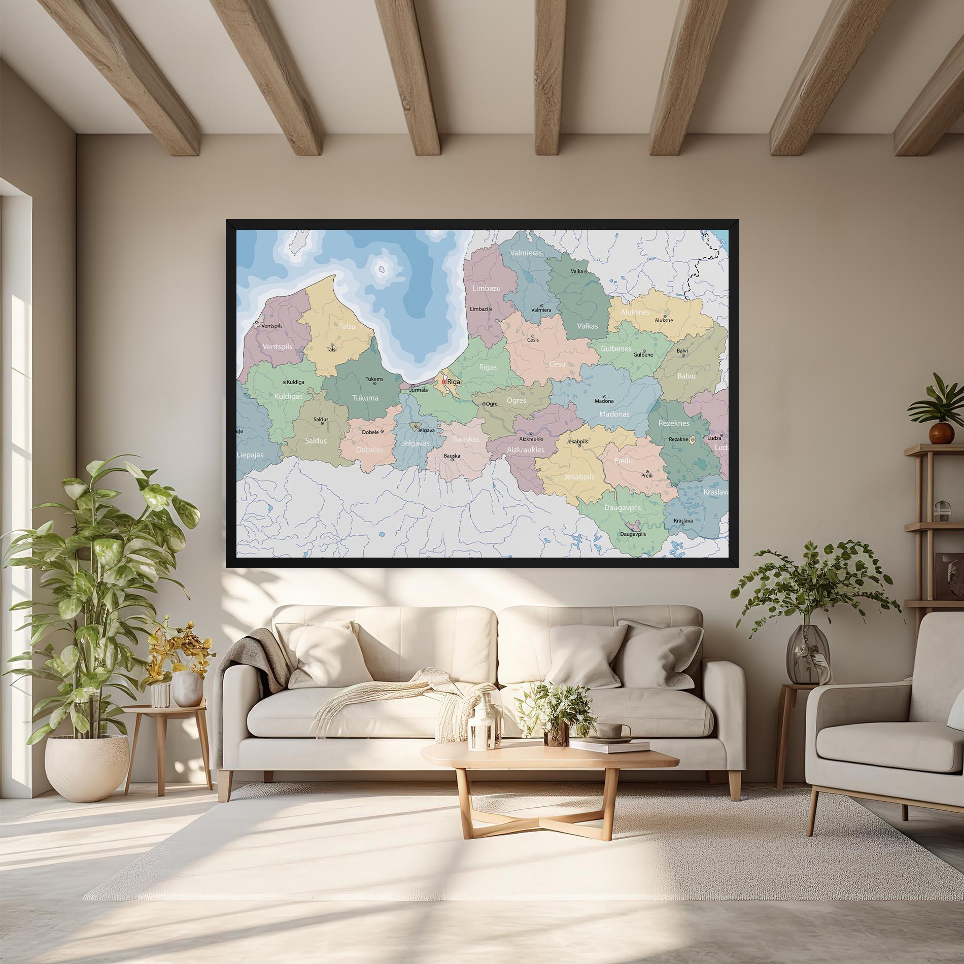 Obraz na Płótnie Latvia Color Map mockup 6