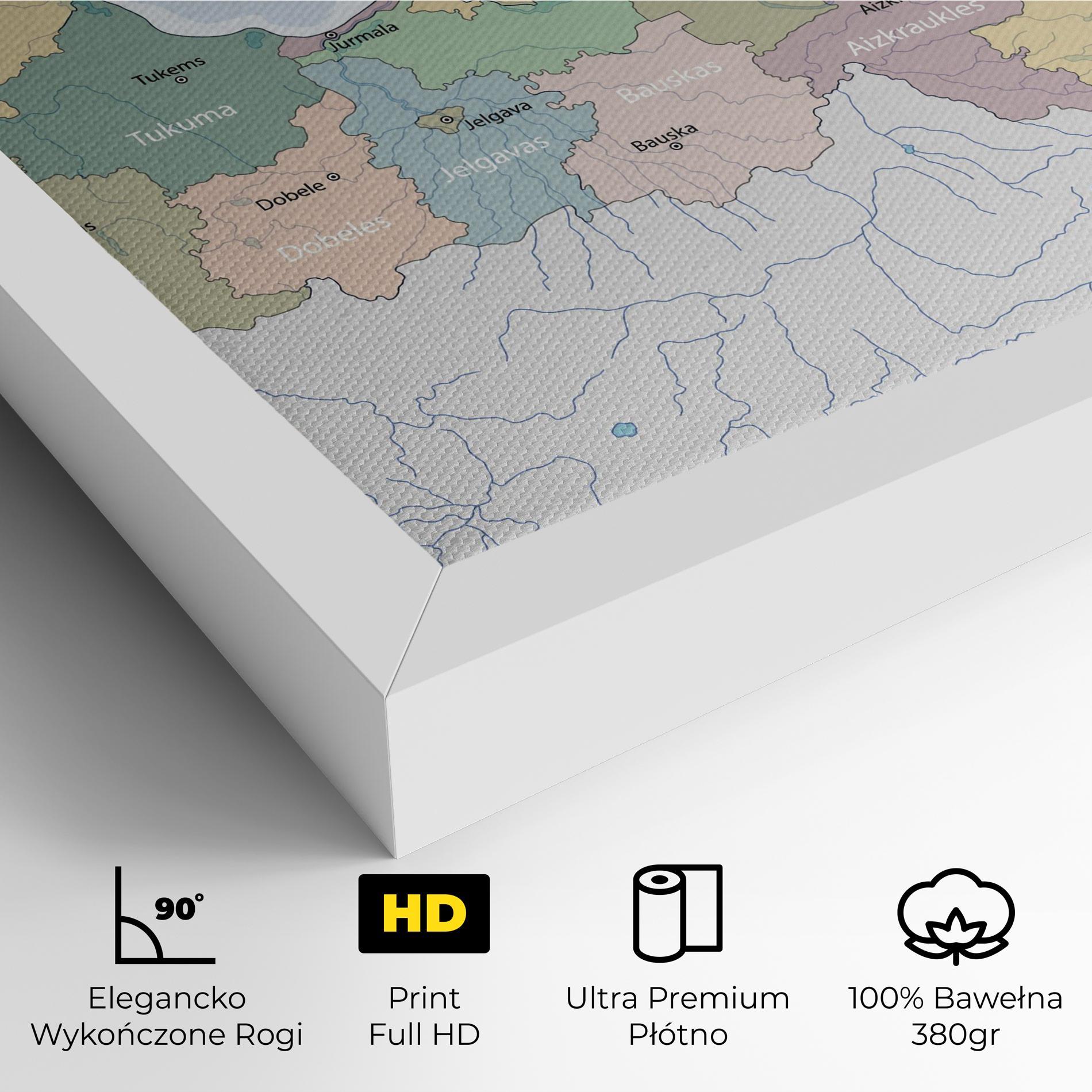 Obraz na Płótnie Latvia Color Map mockup 4