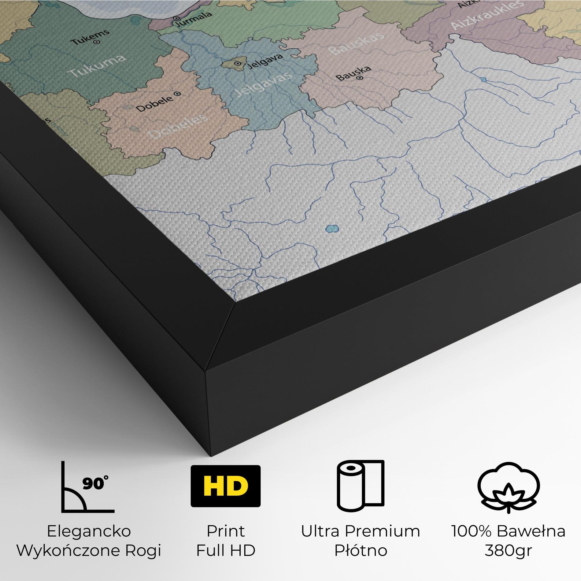 Obraz na Płótnie Latvia Color Map mockup 4