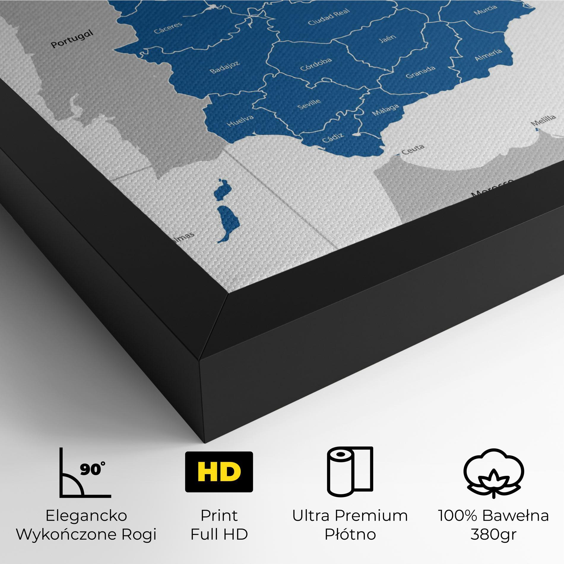 Obraz na Płótnie Spain Blue Map mockup 4