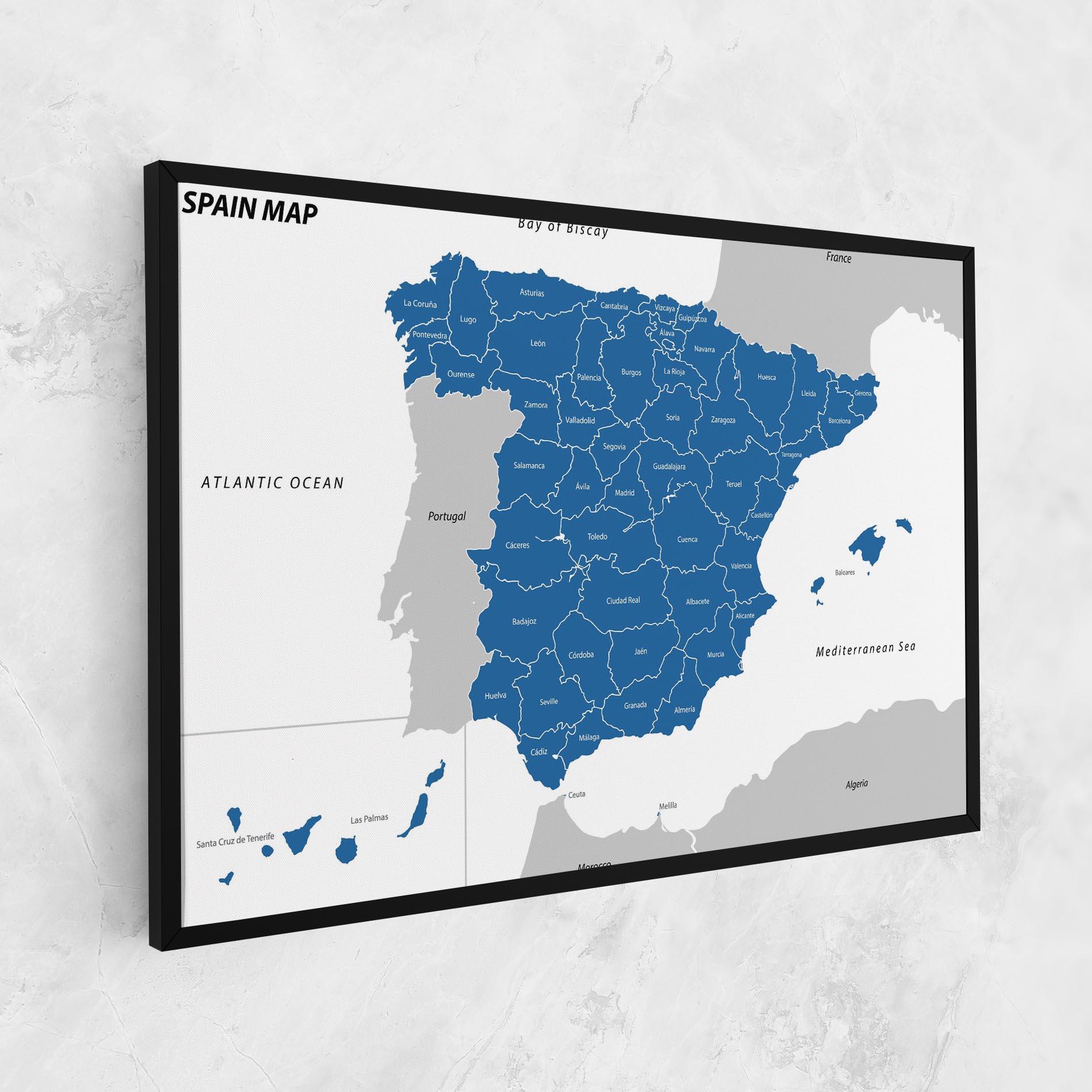 Obraz na Płótnie Spain Blue Map mockup 1