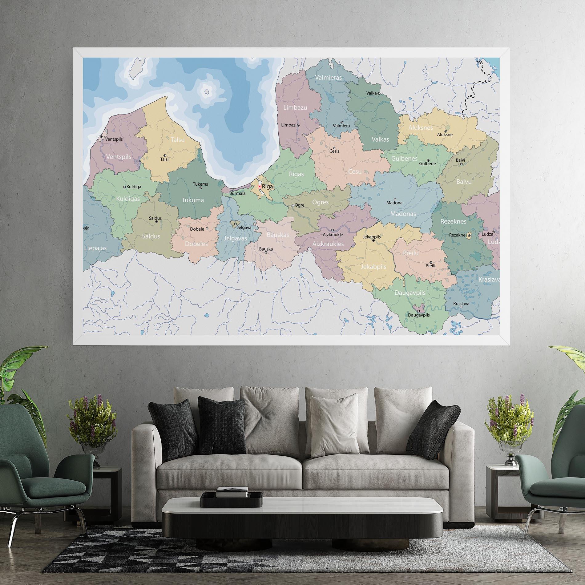 Obraz na Płótnie Latvia Color Map mockup 7