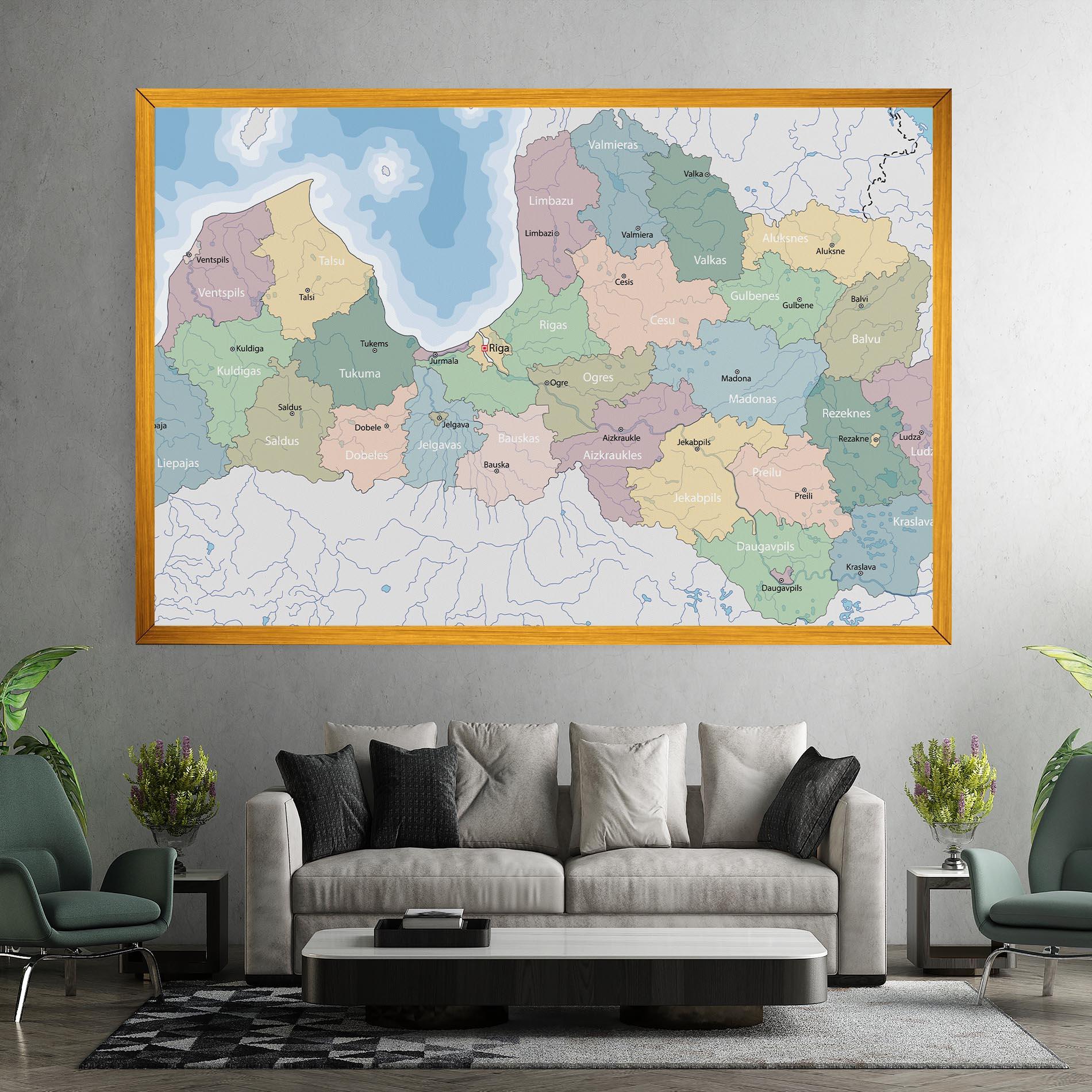 Obraz na Płótnie Latvia Color Map mockup 7