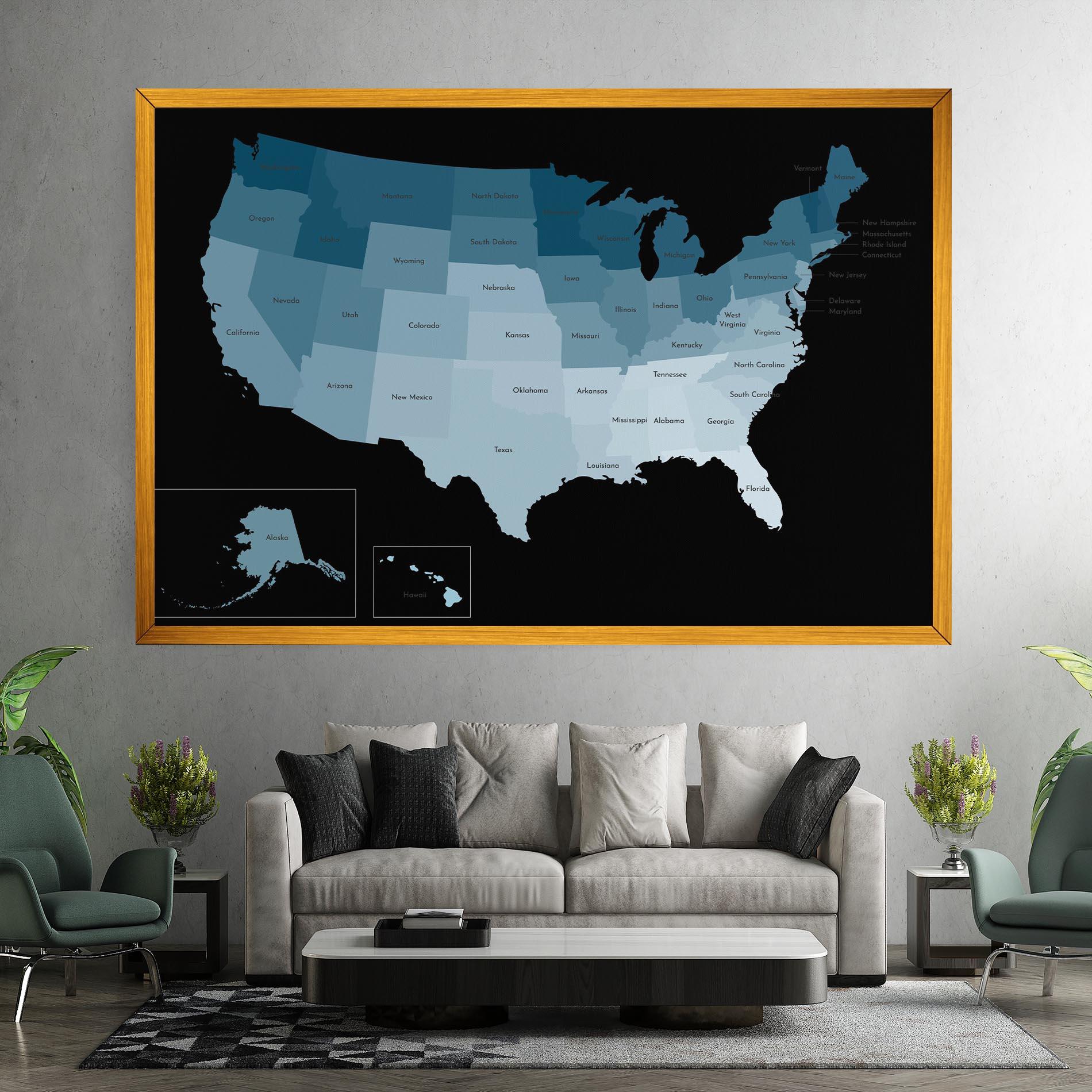 Obraz na Płótnie Sua Blue Map mockup 7