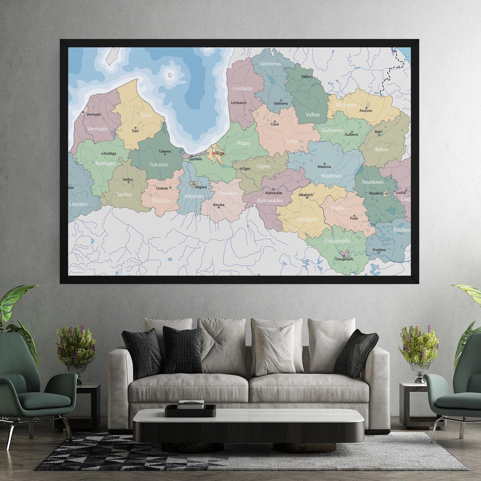 Obraz na Płótnie Latvia Color Map mockup 7