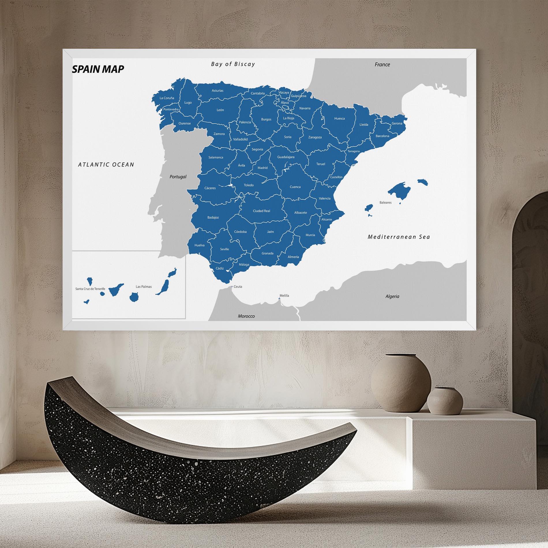 Obraz na Płótnie Spain Blue Map mockup 8