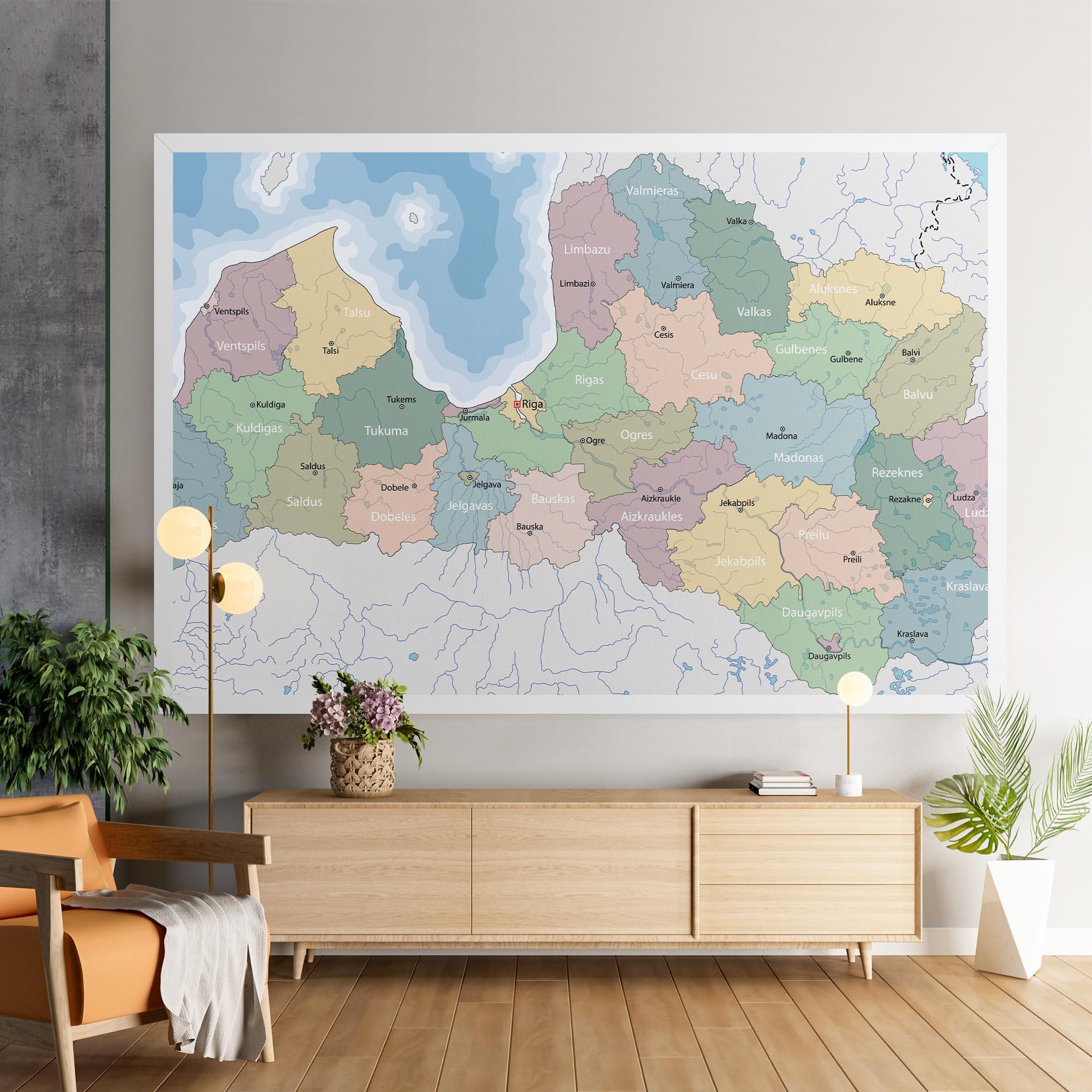 Obraz na Płótnie Latvia Color Map mockup 9