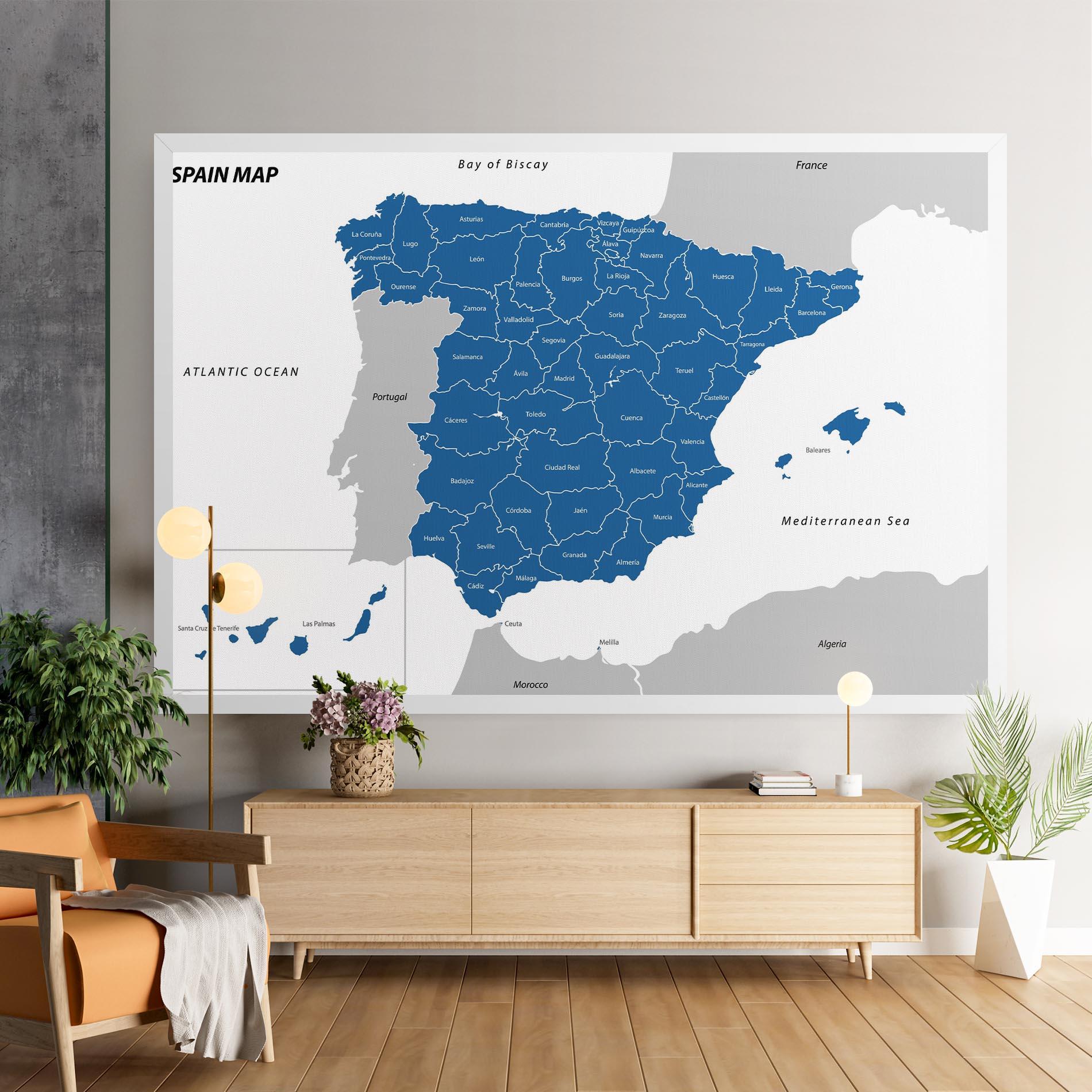 Obraz na Płótnie Spain Blue Map mockup 9