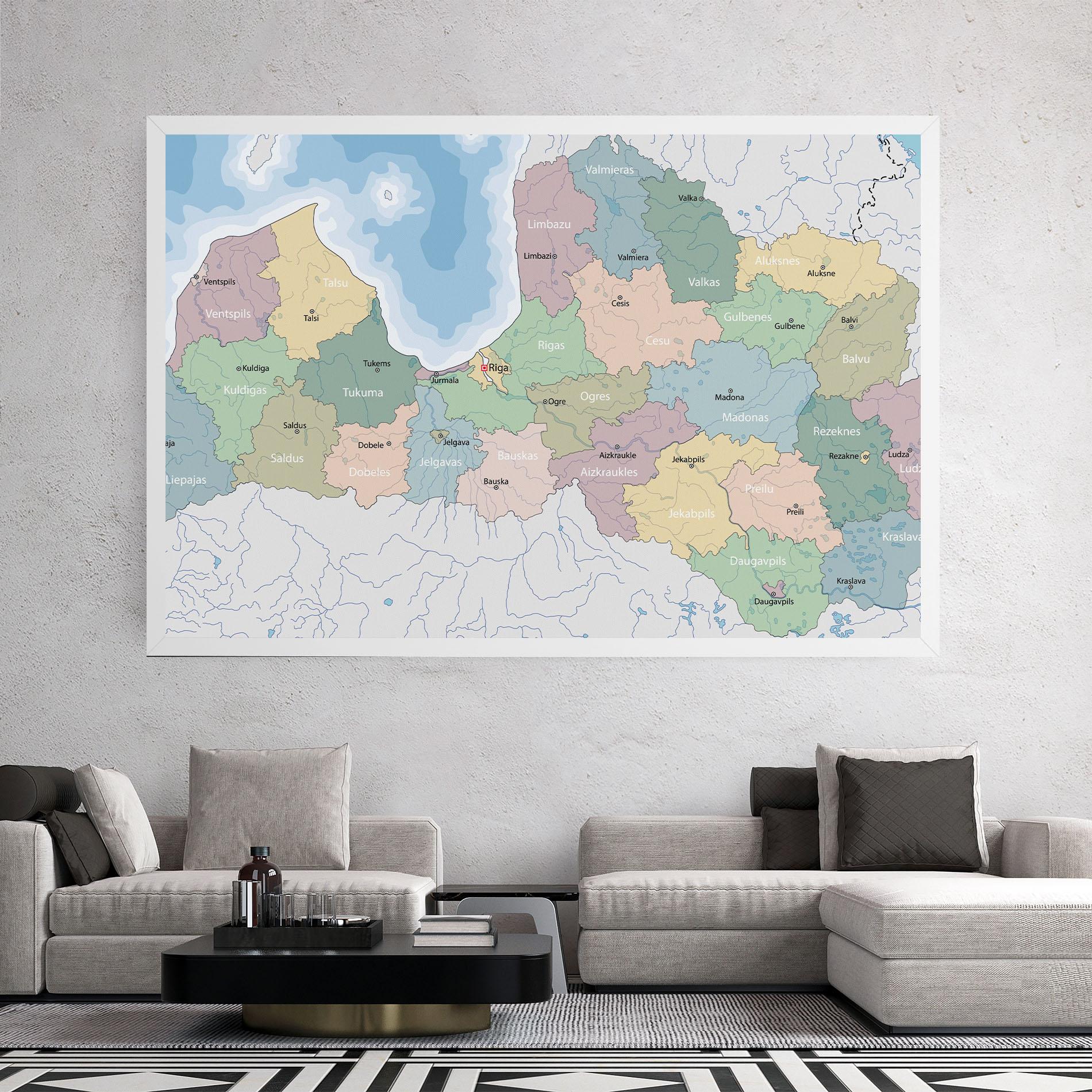 Obraz na Płótnie Latvia Color Map mockup 2