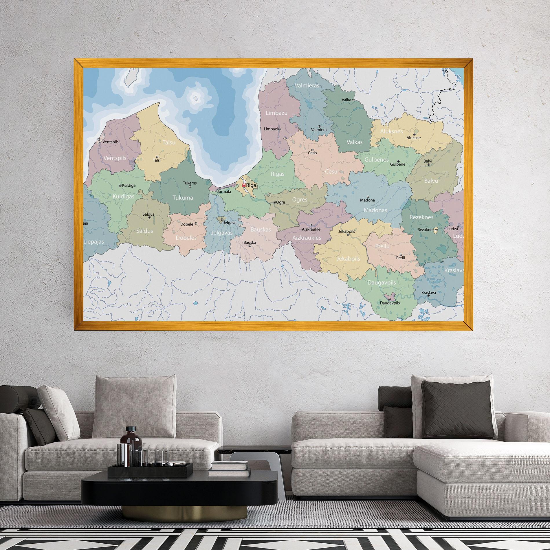 Obraz na Płótnie Latvia Color Map mockup 2