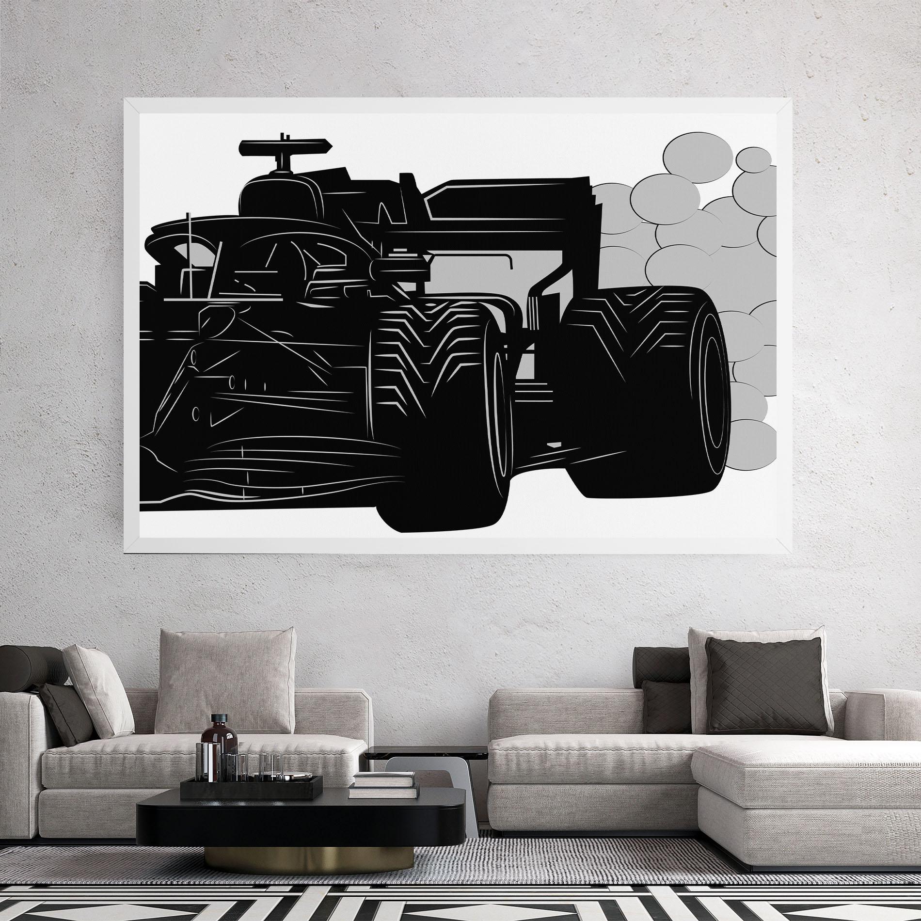 Obraz na Płótnie Car F1 Smoke mockup 2