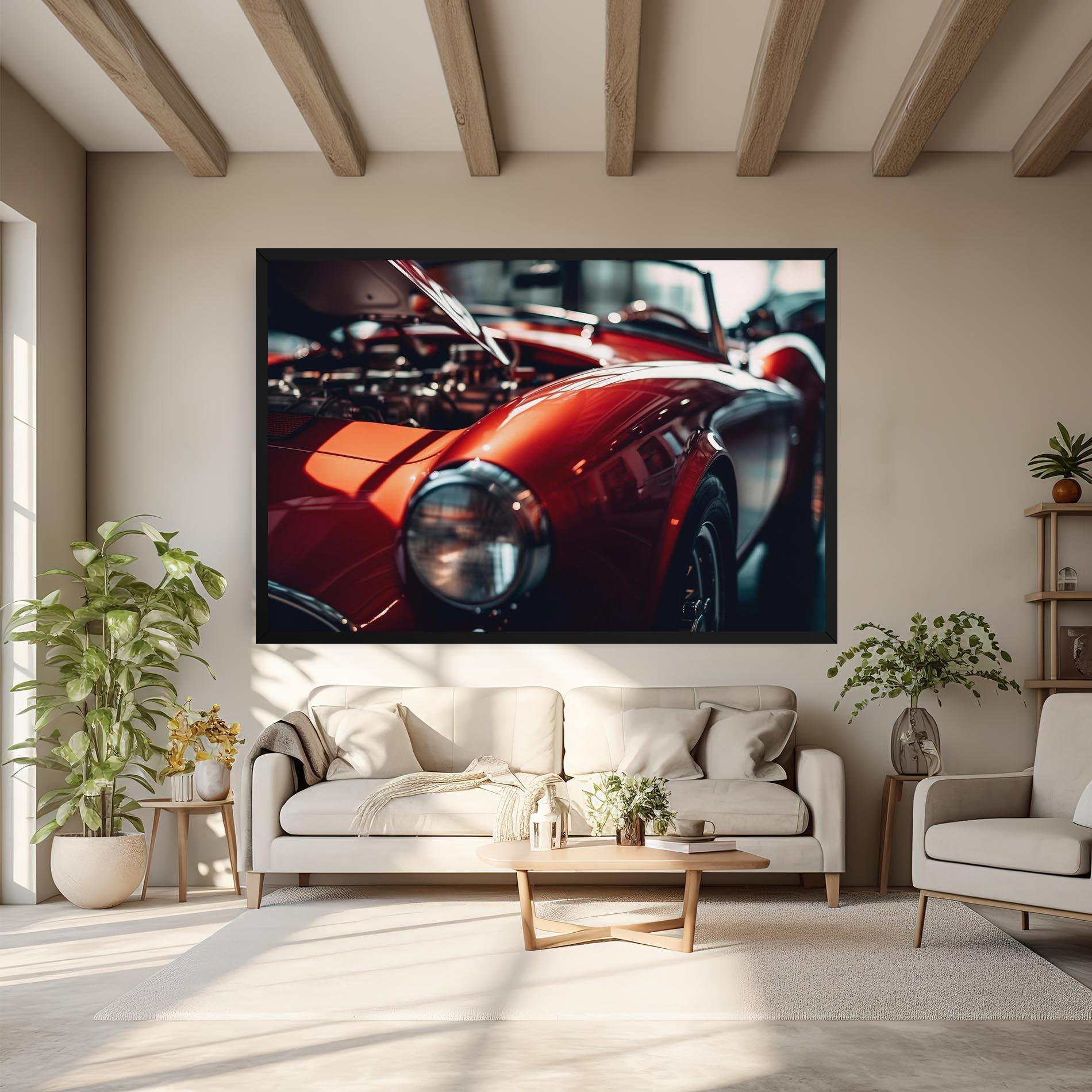 Obraz na Płótnie Old Vintage Red Car mockup 6