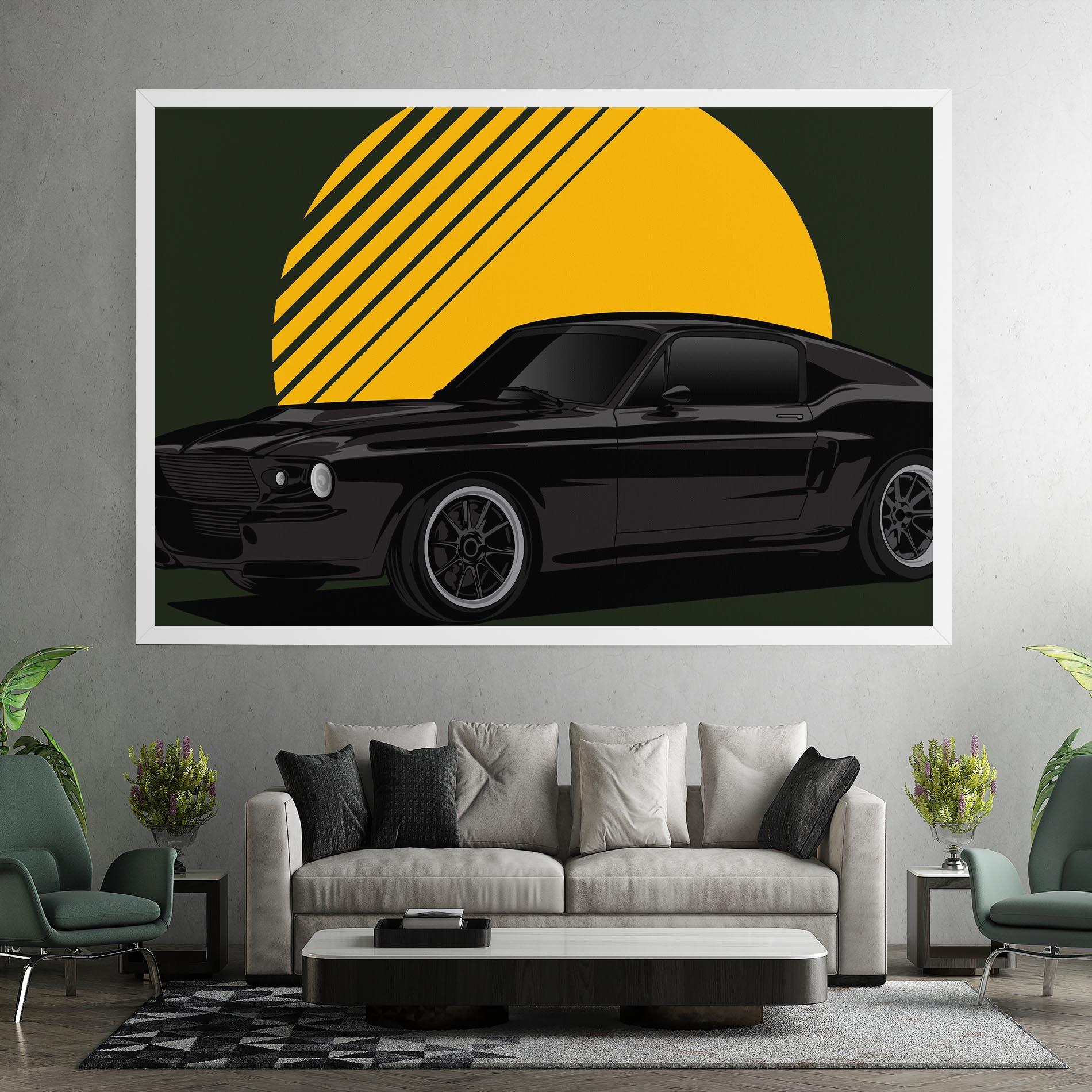Obraz na Płótnie Black Car Sun mockup 7