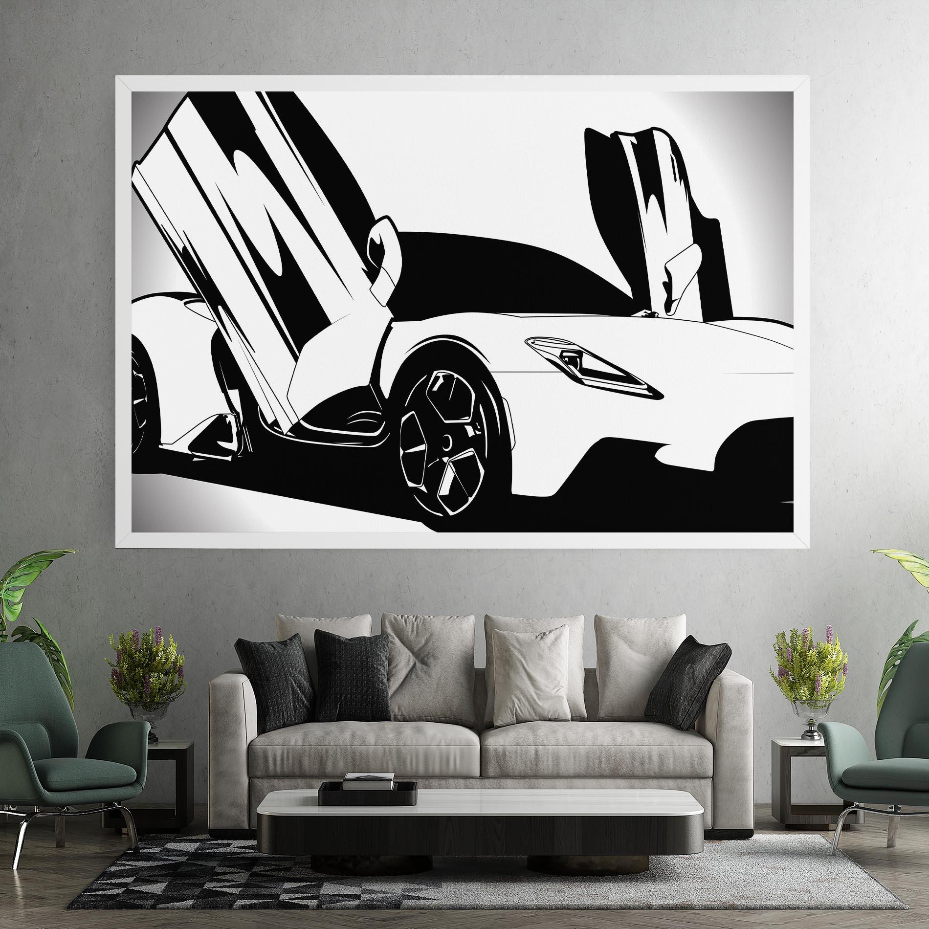 Obraz na Płótnie Black White Car mockup 7