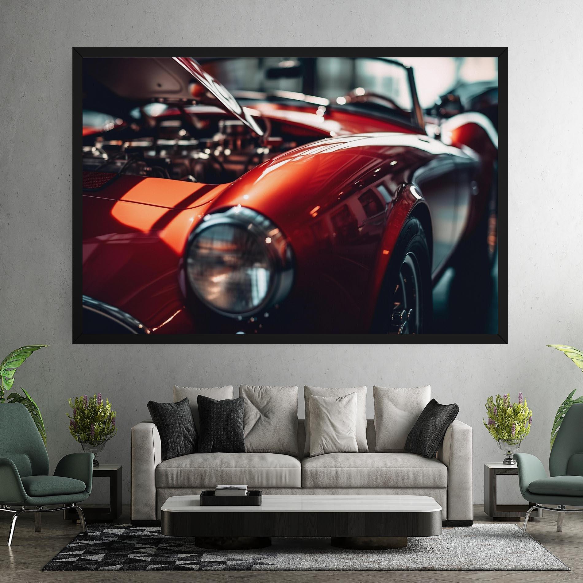 Obraz na Płótnie Old Vintage Red Car mockup 7