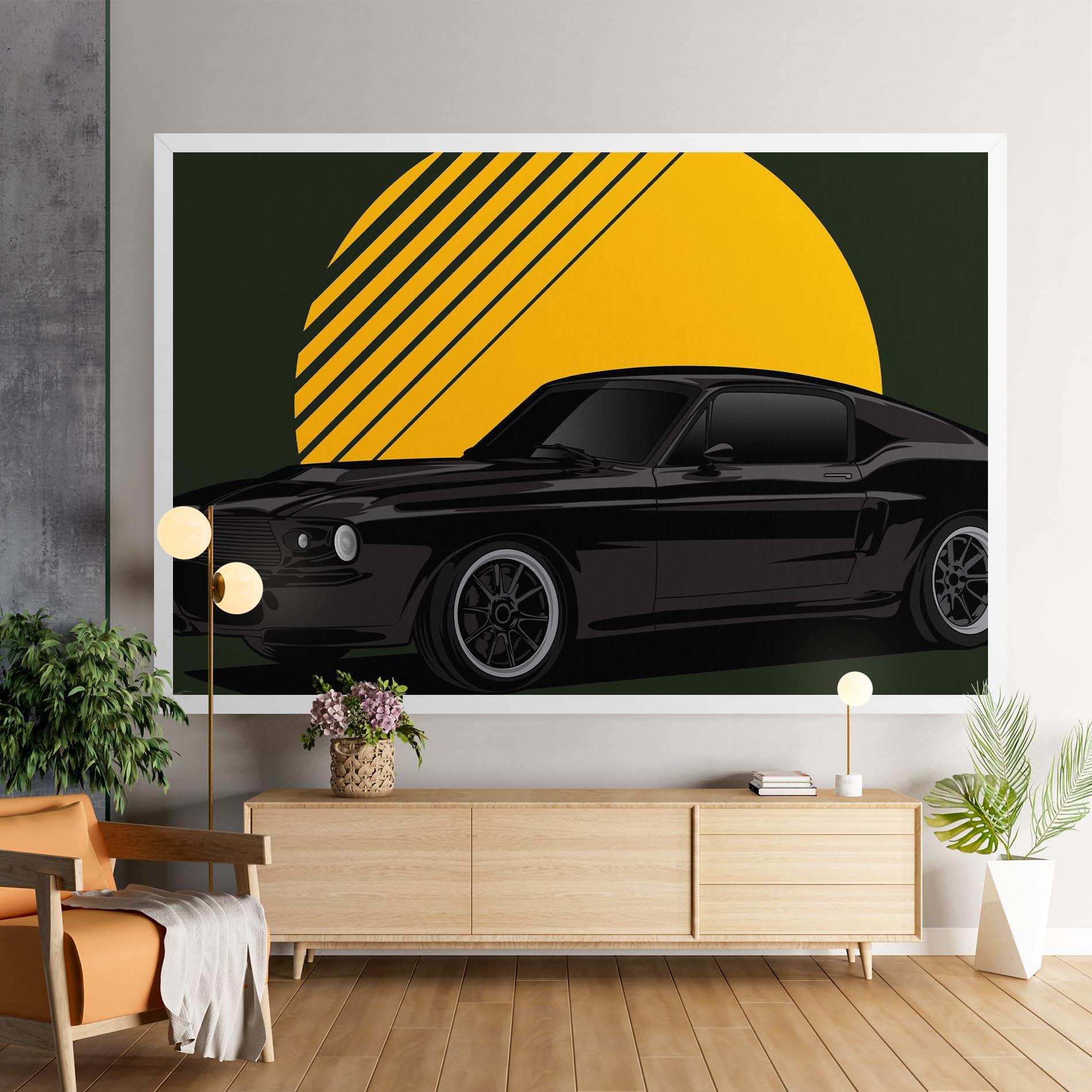 Obraz na Płótnie Black Car Sun mockup 9