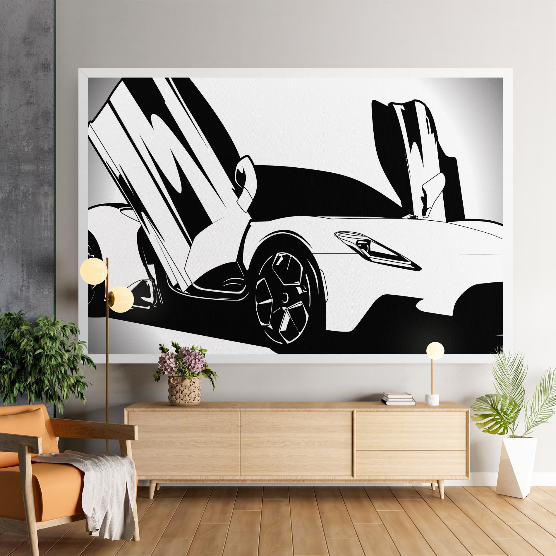 Obraz na Płótnie Black White Car mockup 9