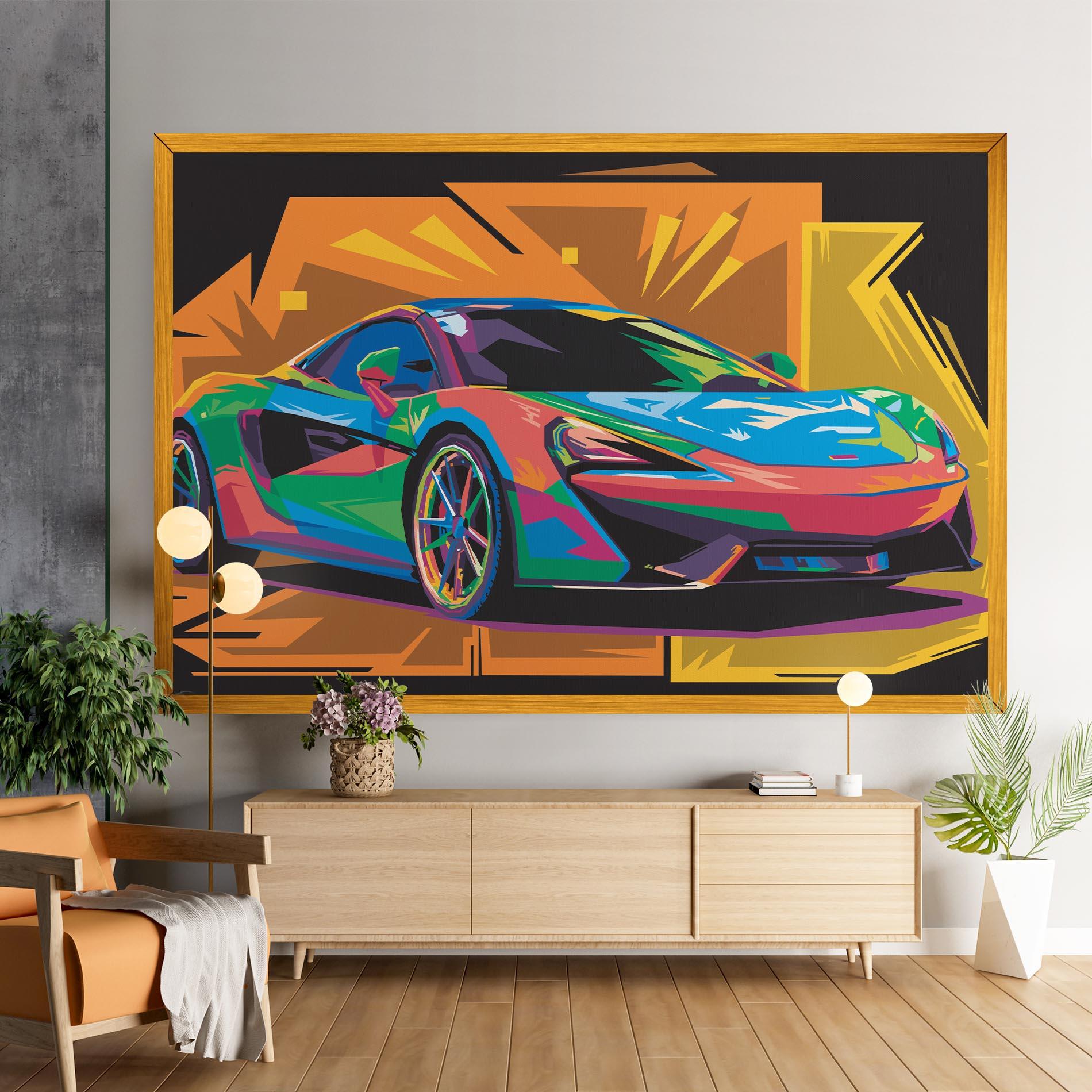 Obraz na Płótnie Colorful Sport Car mockup 9
