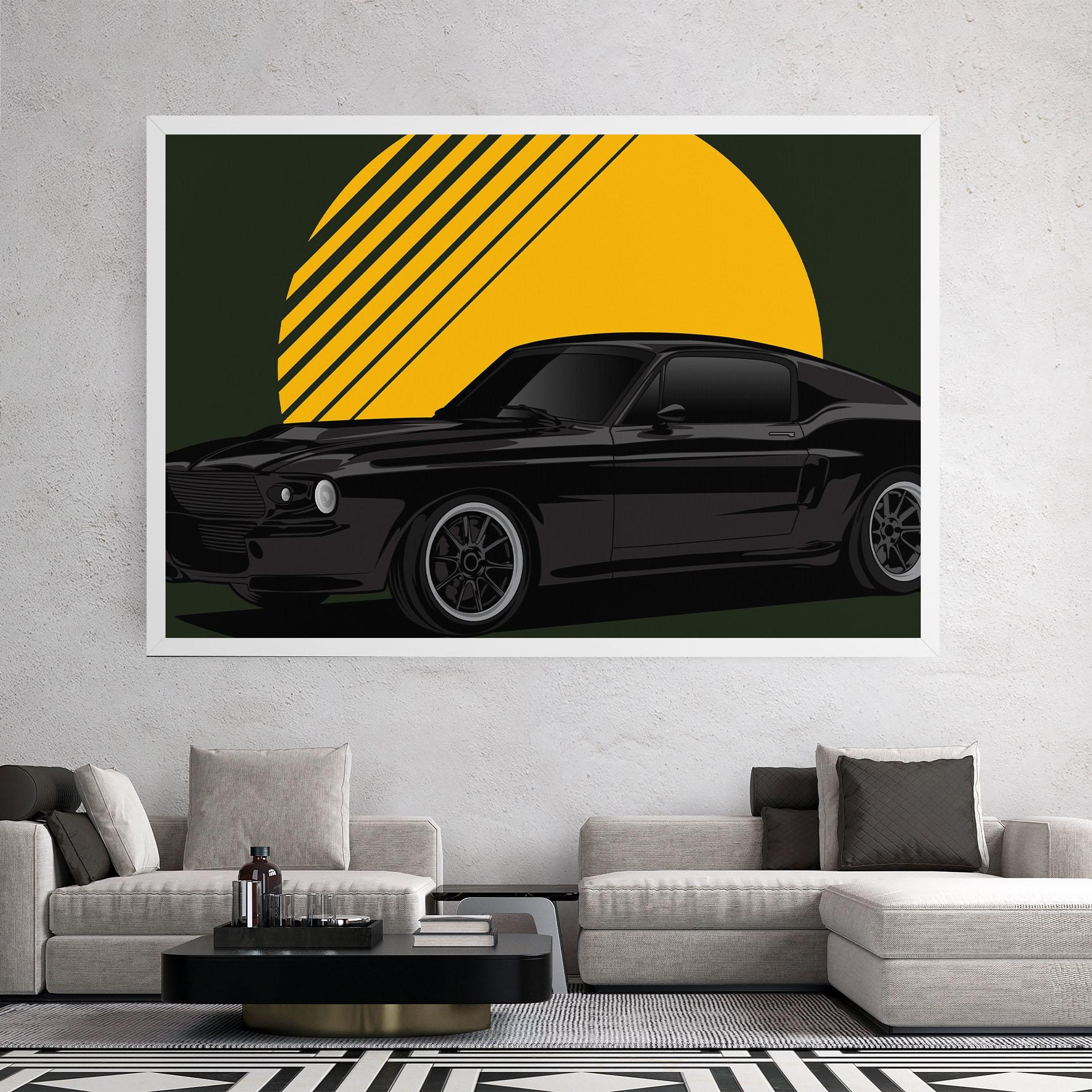 Obraz na Płótnie Black Car Sun mockup 2
