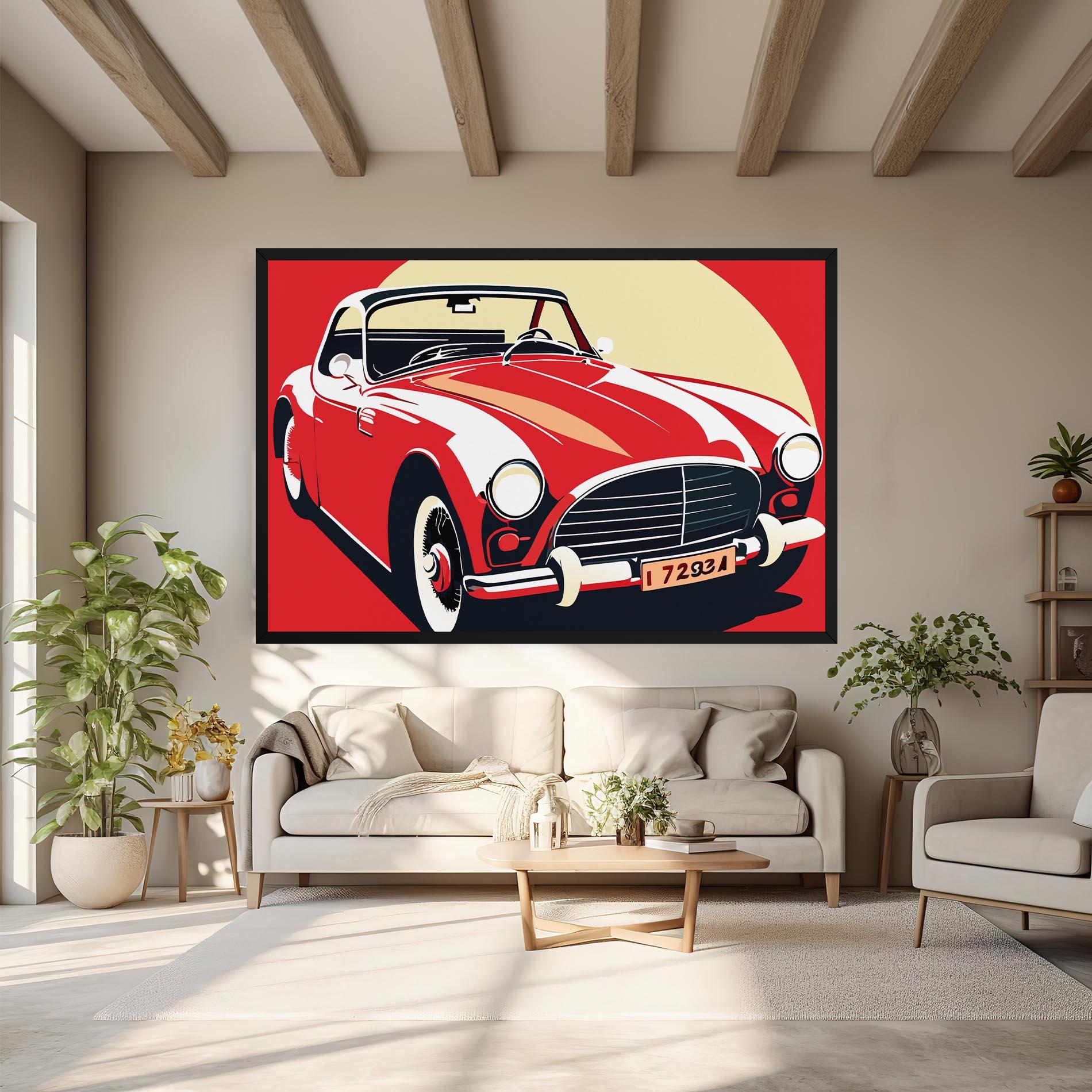 Obraz na Płótnie Red Vintage Car mockup 6