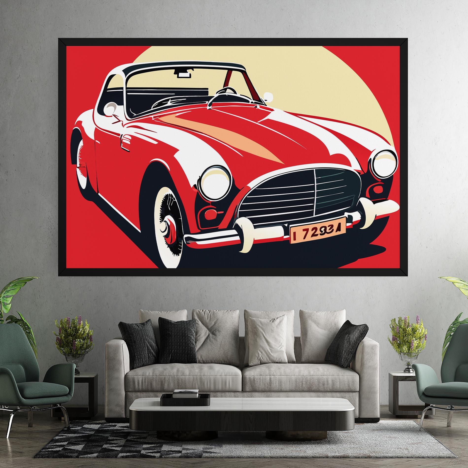 Obraz na Płótnie Red Vintage Car mockup 7