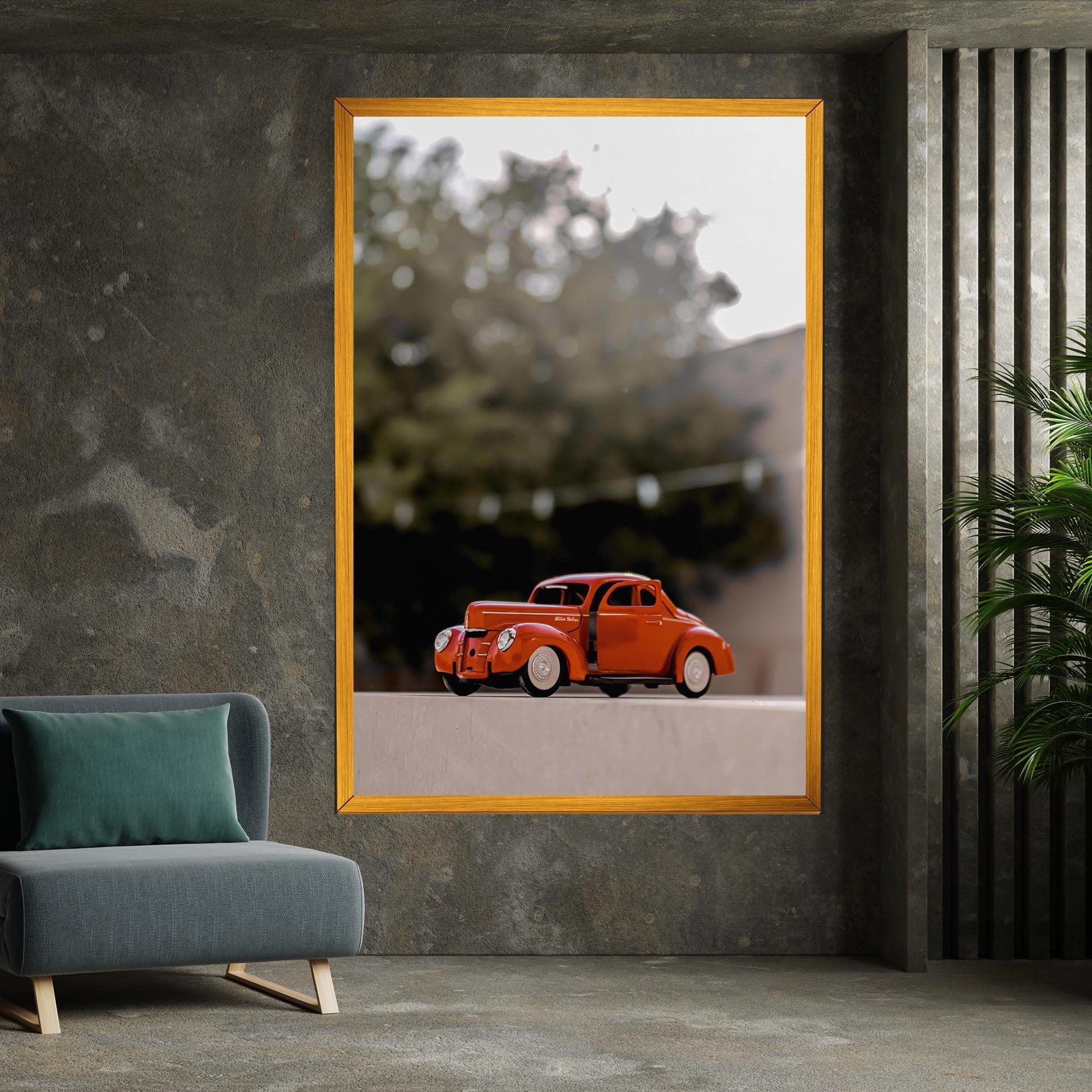 Obraz na Płótnie Orange Toy Car mockup 7