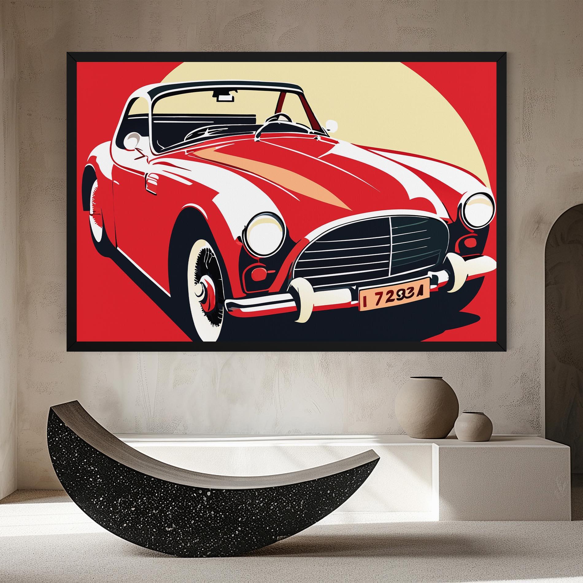 Obraz na Płótnie Red Vintage Car mockup 8