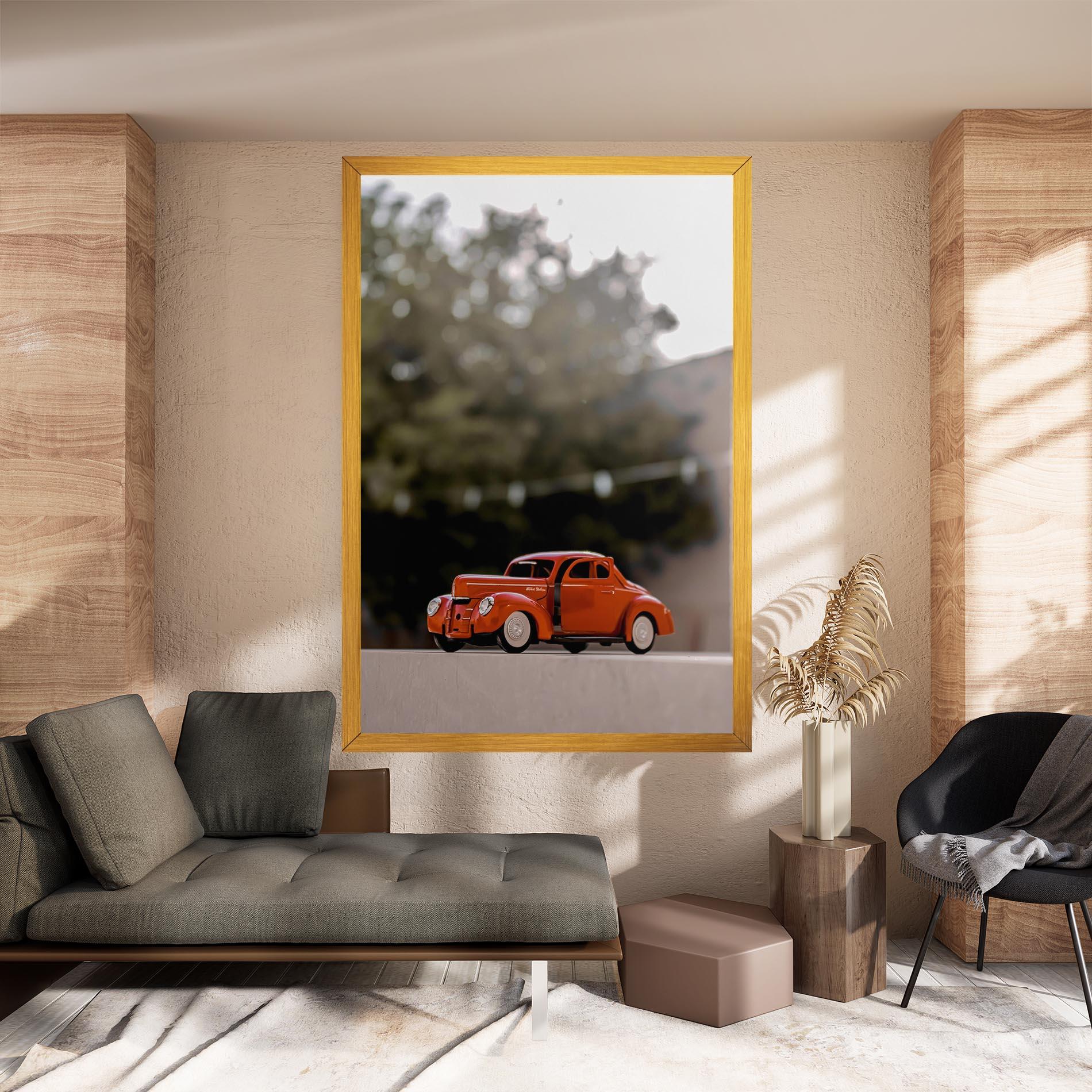 Obraz na Płótnie Orange Toy Car mockup 8