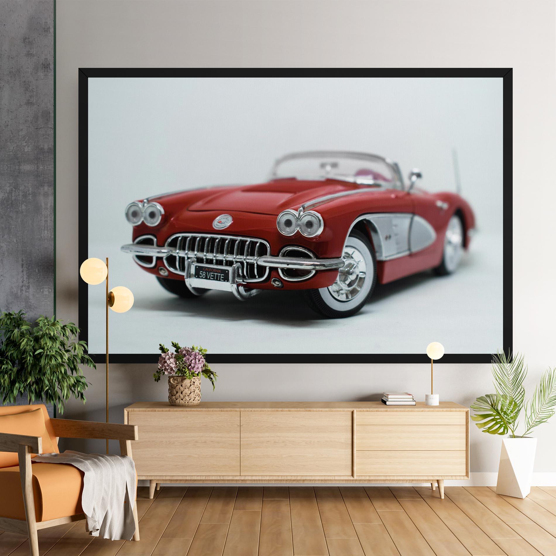 Obraz na Płótnie Vintage Red Car mockup 9