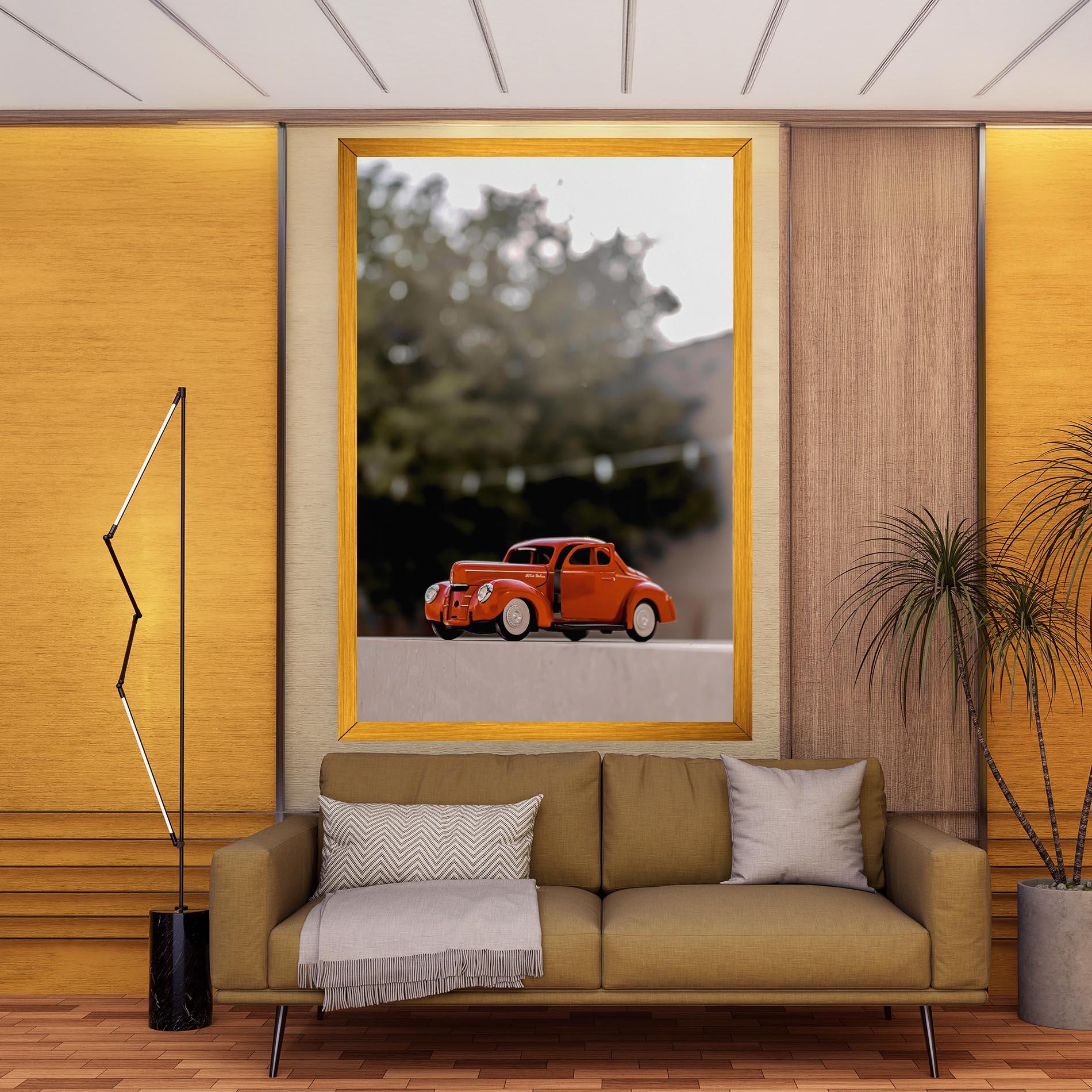 Obraz na Płótnie Orange Toy Car mockup 9