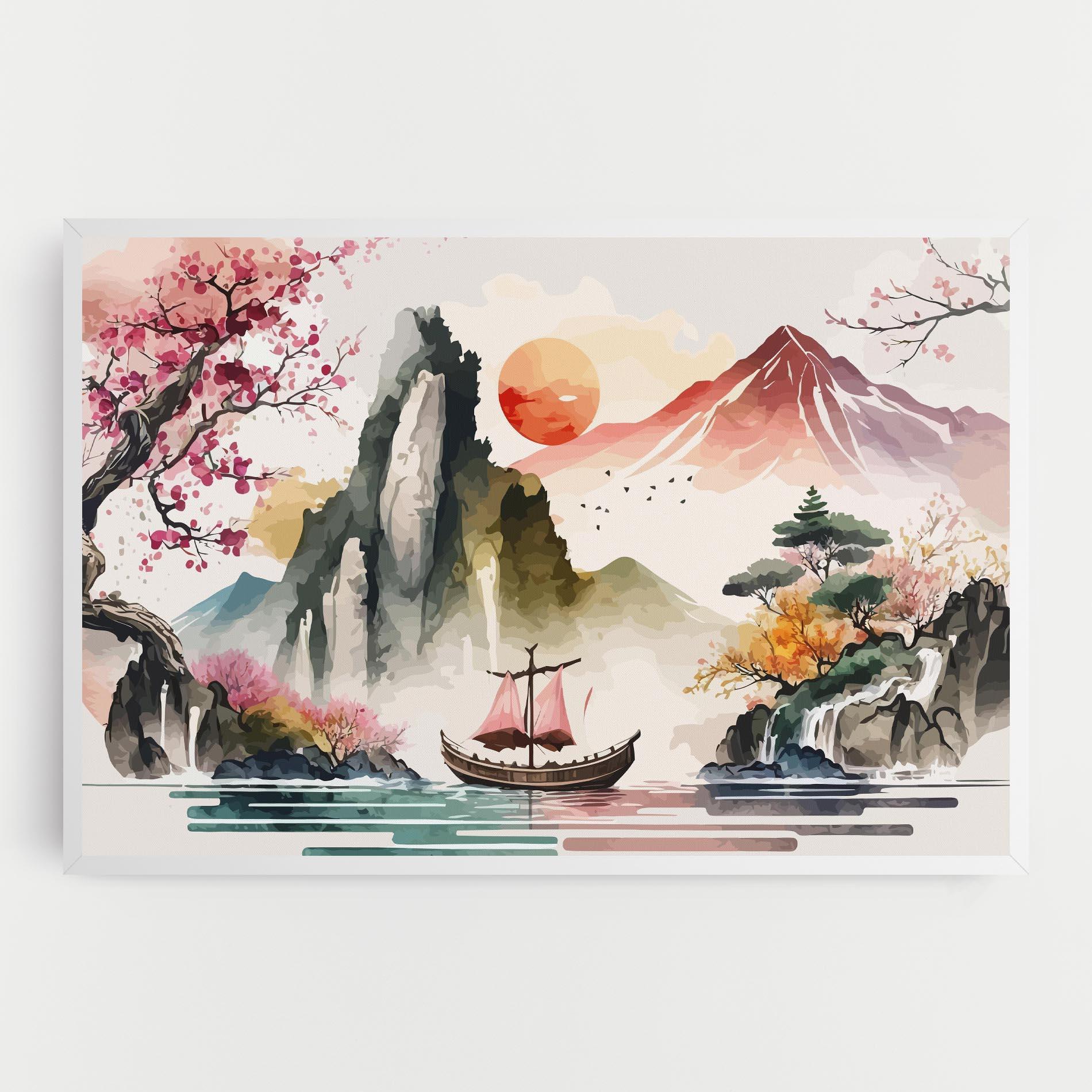 Obraz na Płótnie Asian Orange Sunset mockup 0
