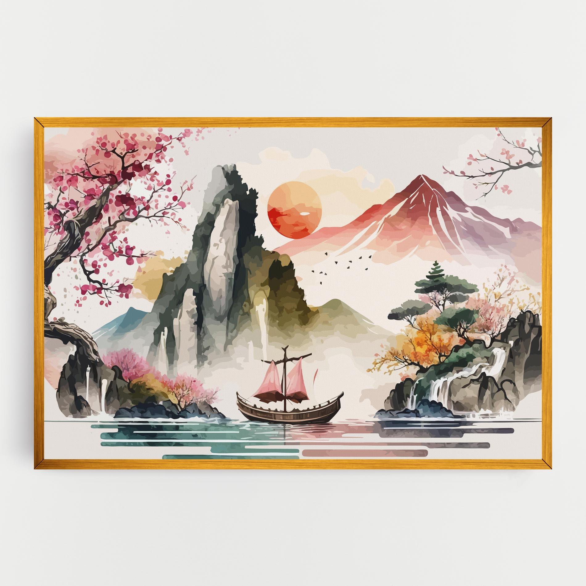 Obraz na Płótnie Asian Orange Sunset mockup 0
