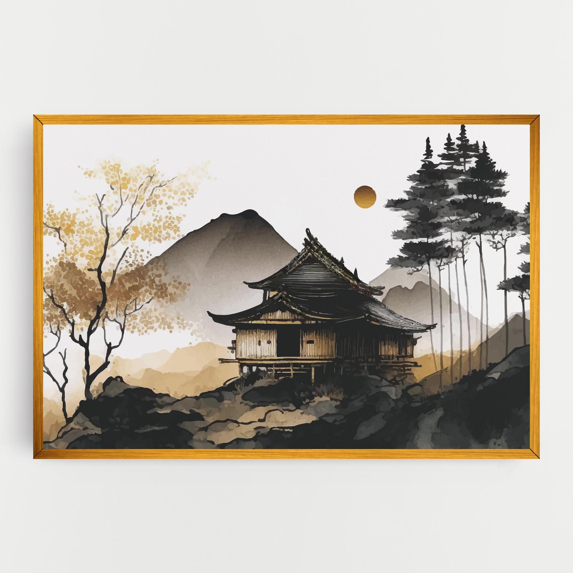 Obraz na Płótnie Gold Japanese Temple mockup 0