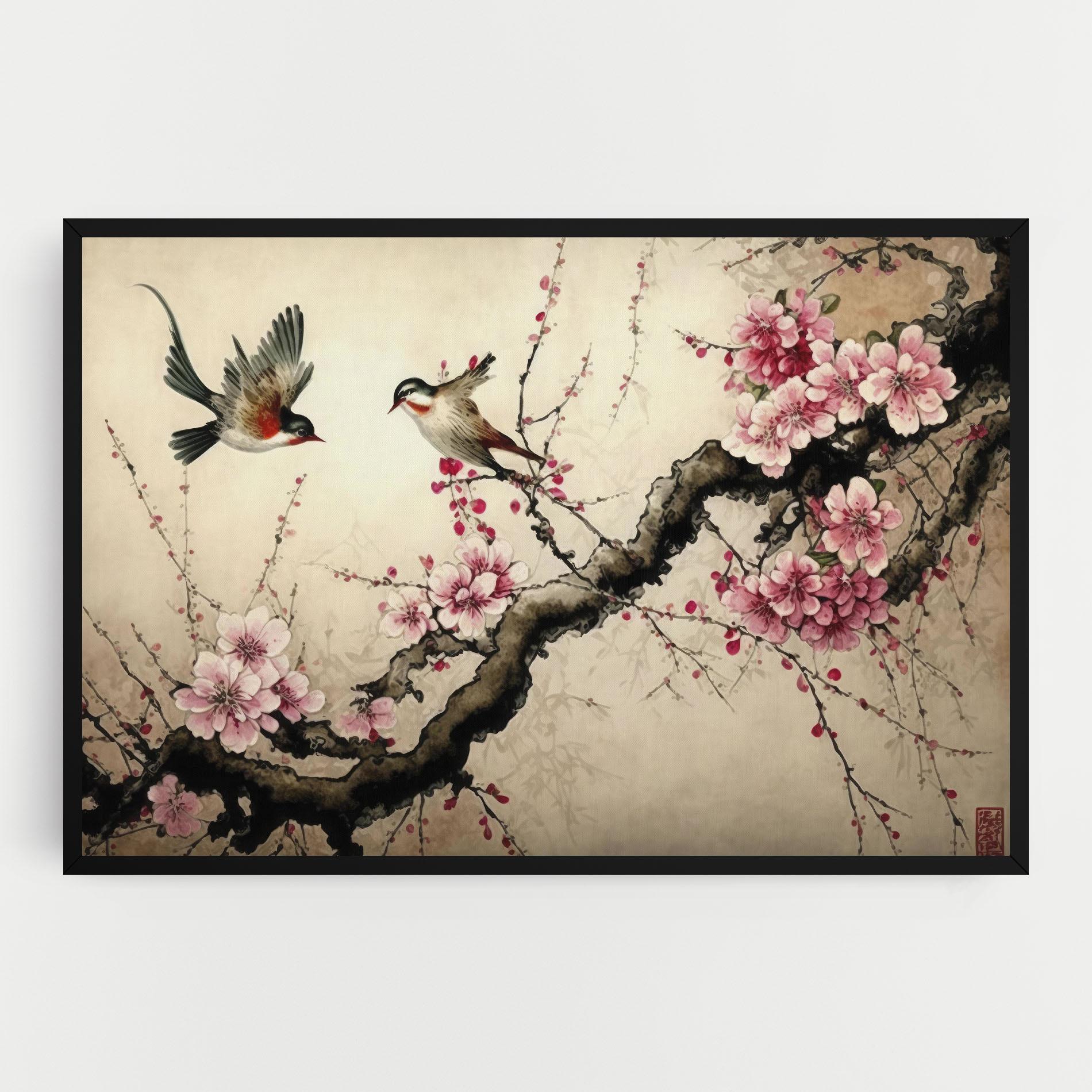 Obraz na Płótnie Cherry Blossom Birds mockup 0