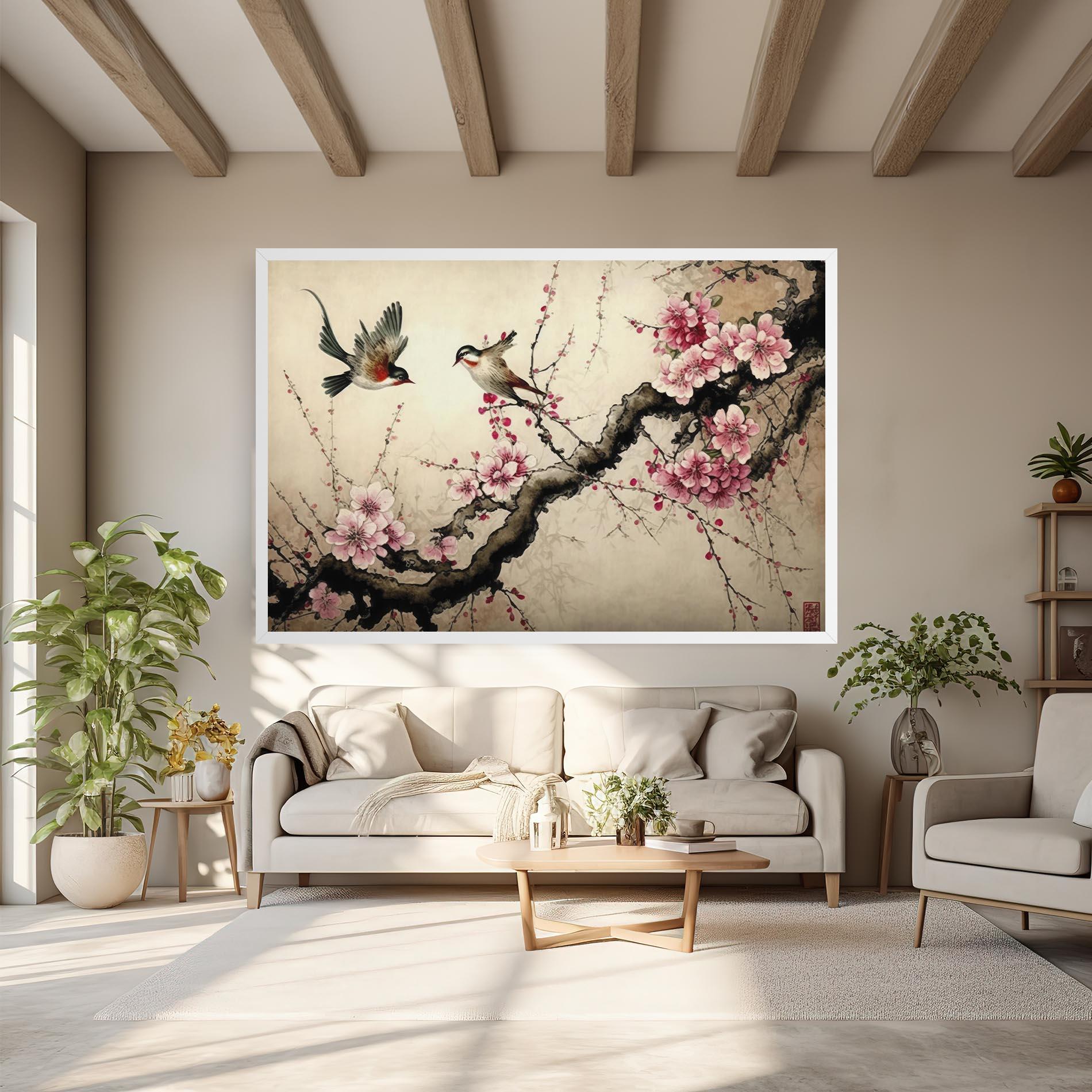 Obraz na Płótnie Cherry Blossom Birds mockup 6