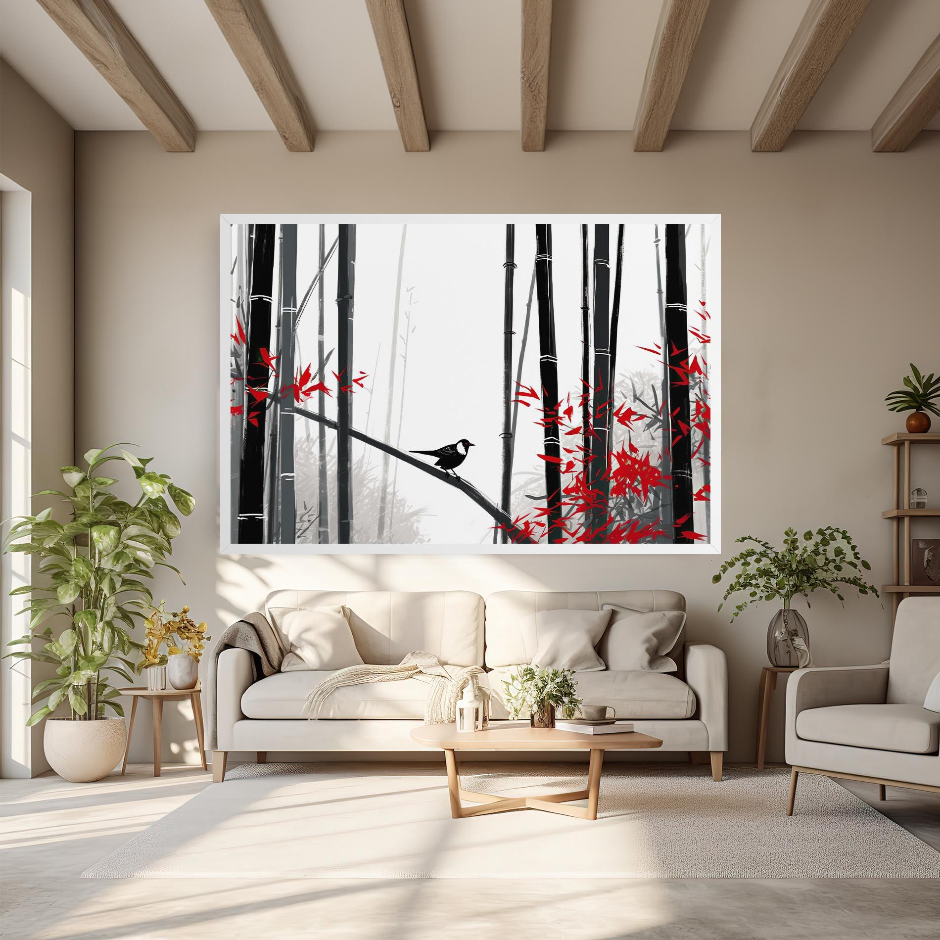 Obraz na Płótnie Chinese Red Leafs mockup 6