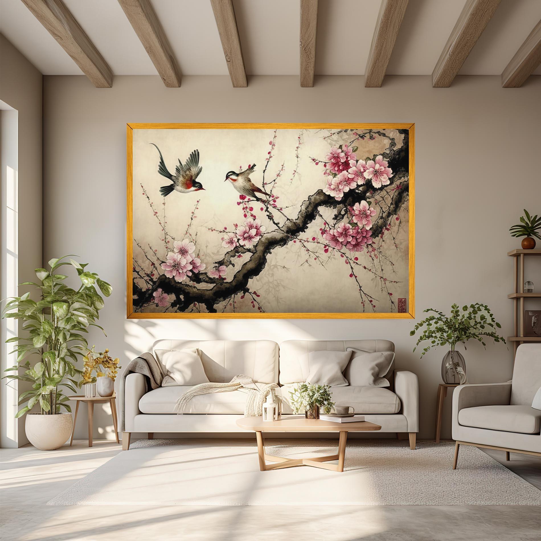 Obraz na Płótnie Cherry Blossom Birds mockup 6
