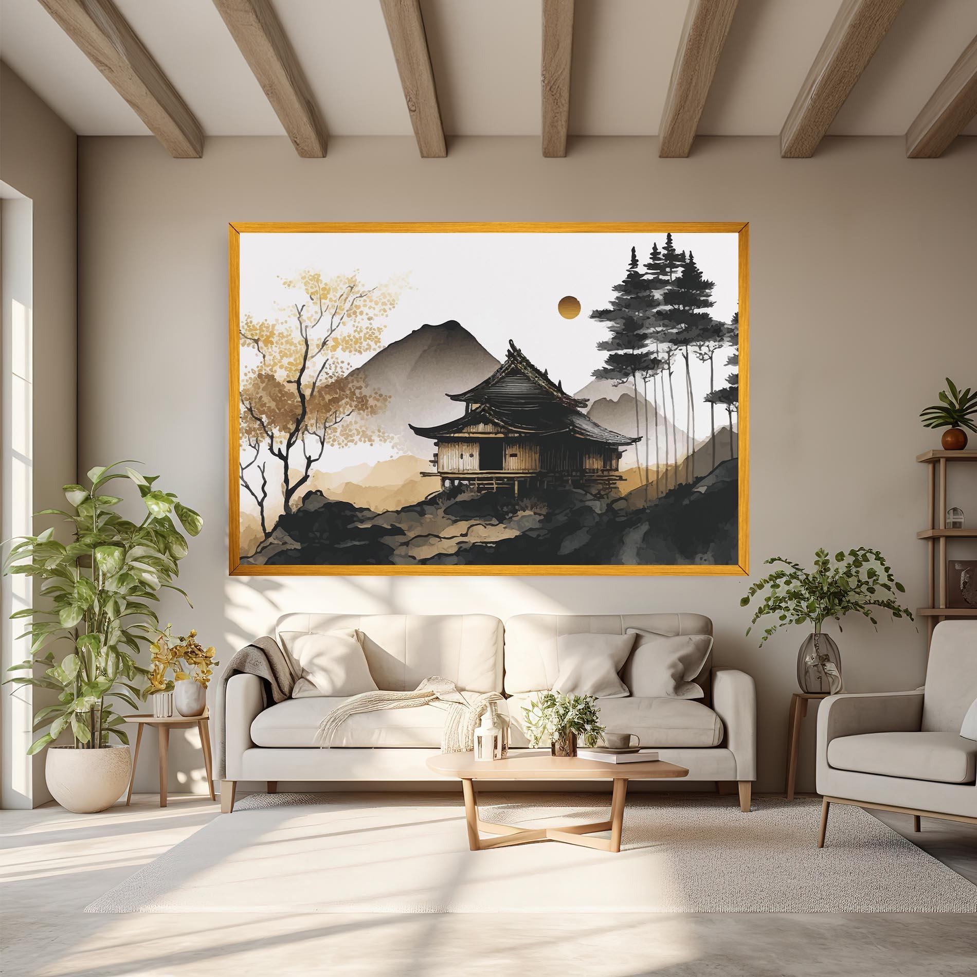 Obraz na Płótnie Gold Japanese Temple mockup 6