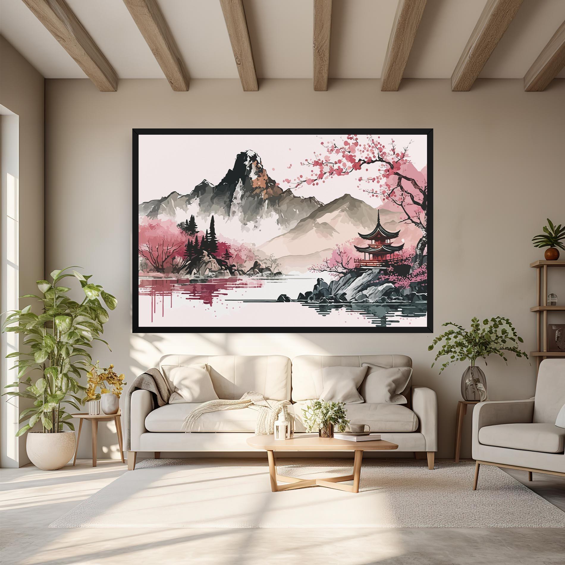 Obraz na Płótnie Pink Asian View mockup 6