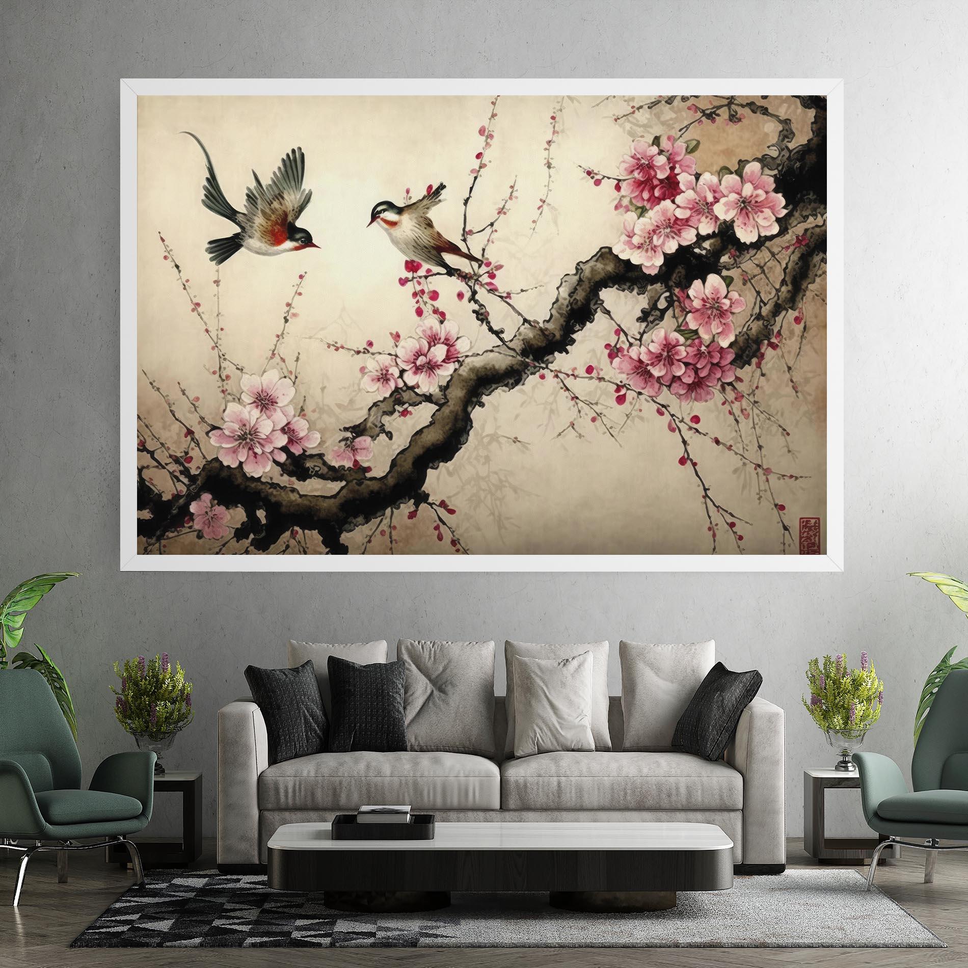 Obraz na Płótnie Cherry Blossom Birds mockup 7