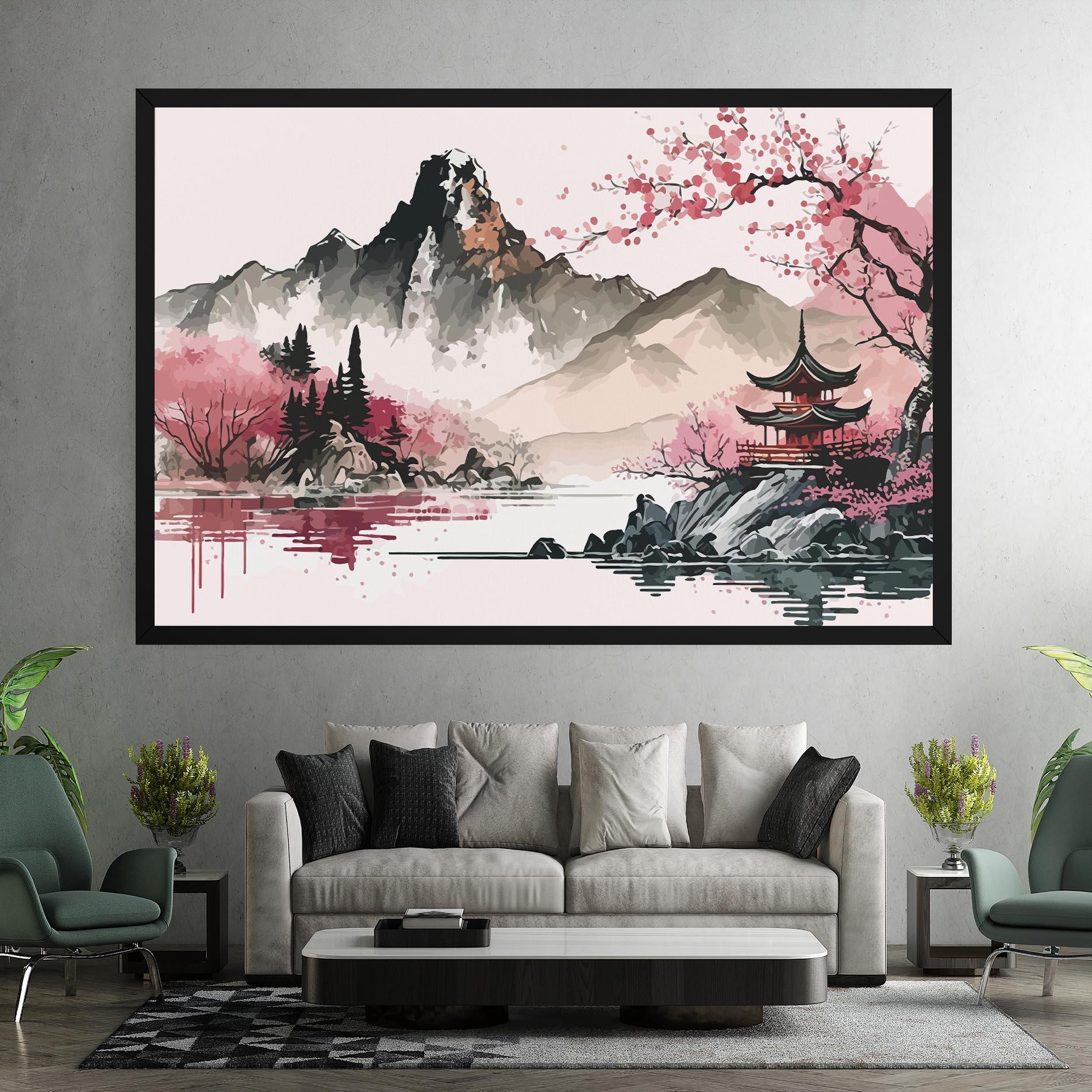 Obraz na Płótnie Pink Asian View mockup 7