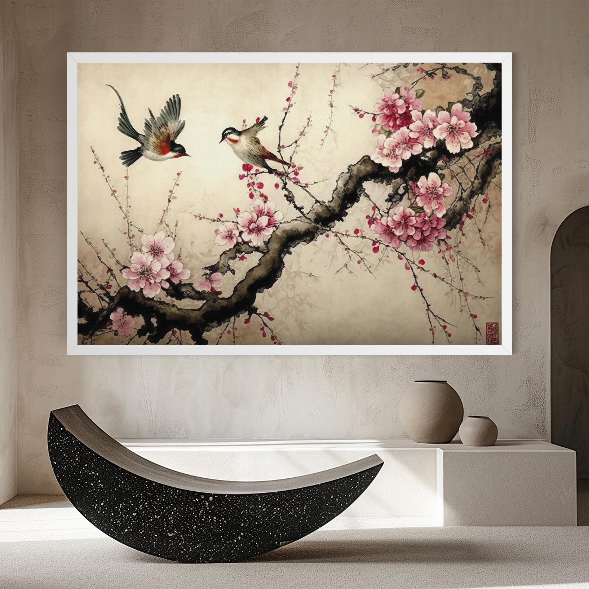 Obraz na Płótnie Cherry Blossom Birds mockup 8