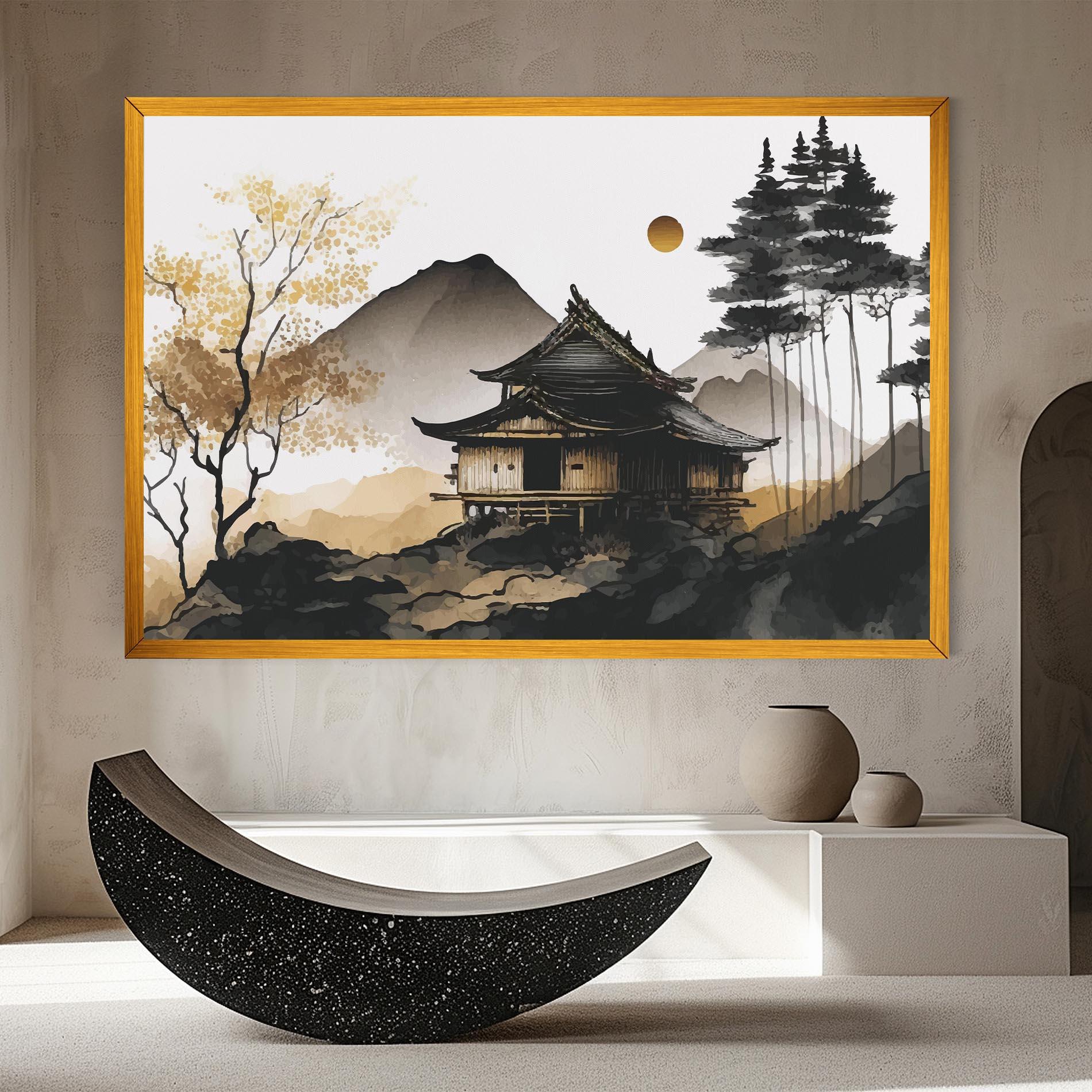 Obraz na Płótnie Gold Japanese Temple mockup 8